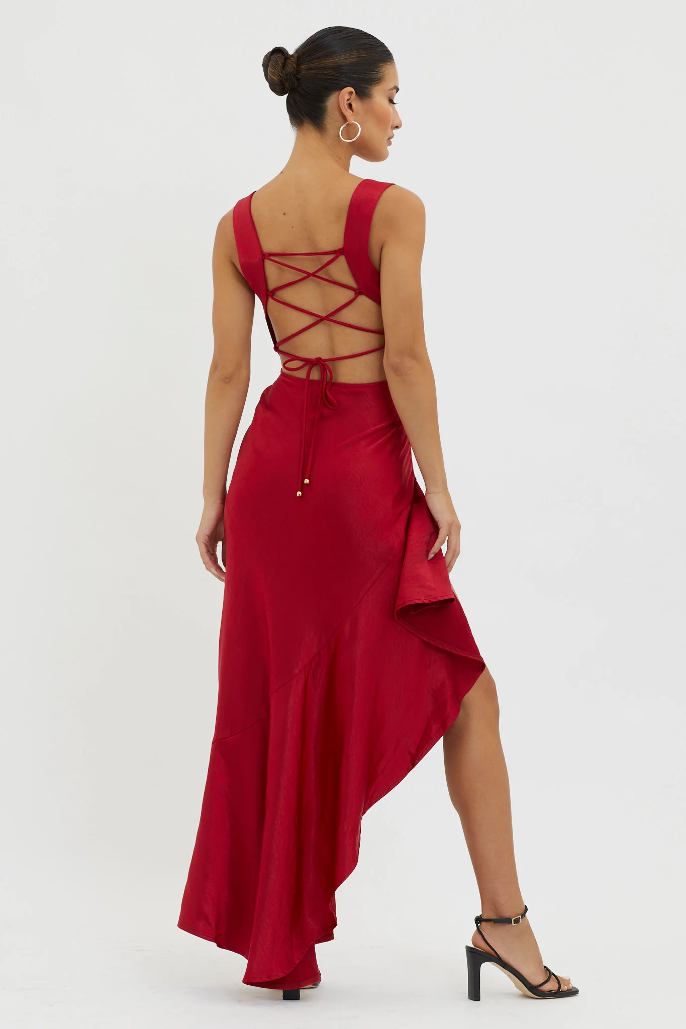 Ellianna Lace-Up Back Maxi Dress Red - Image 2