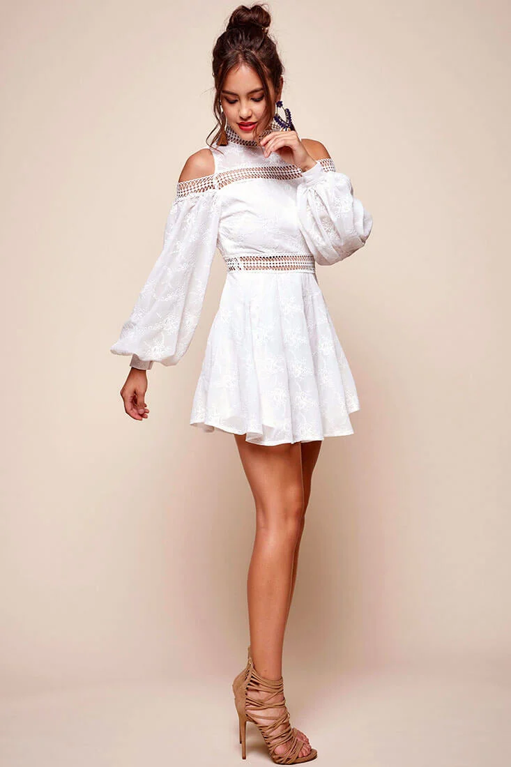 Ellis Open Back Dressy Floral Dress White - Image 5