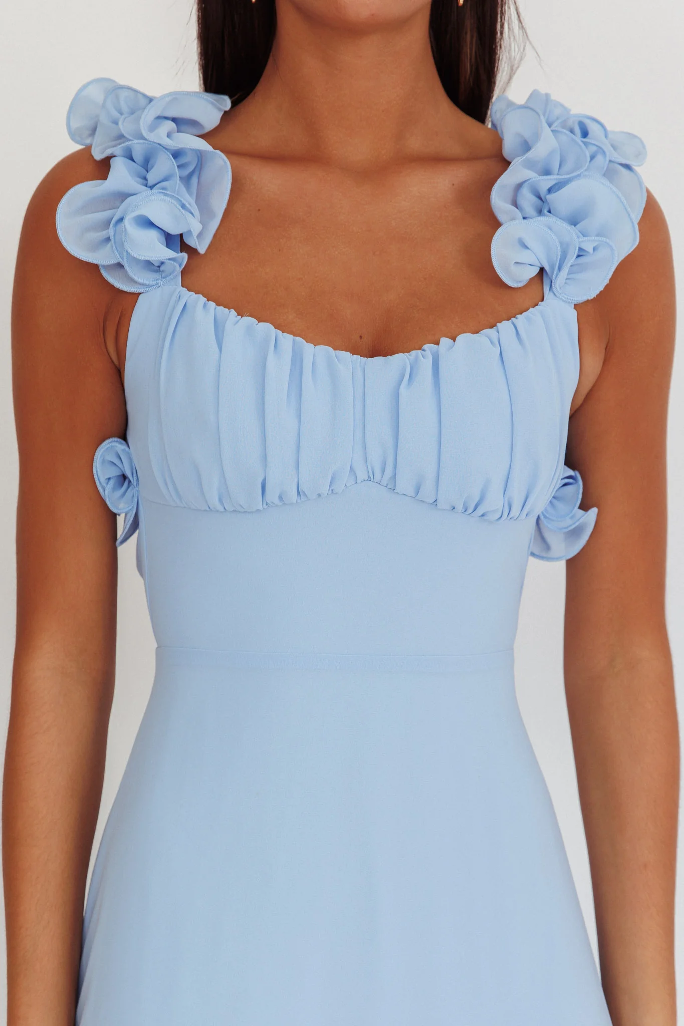 Eloquent Lace-Up Back Maxi Dress Blue - Image 4