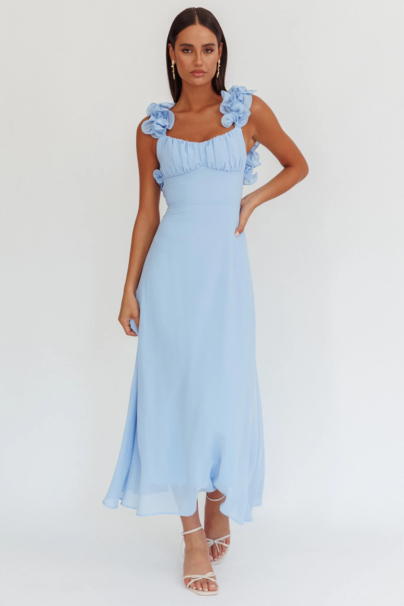 Eloquent Lace-Up Back Maxi Dress Blue - Image 6