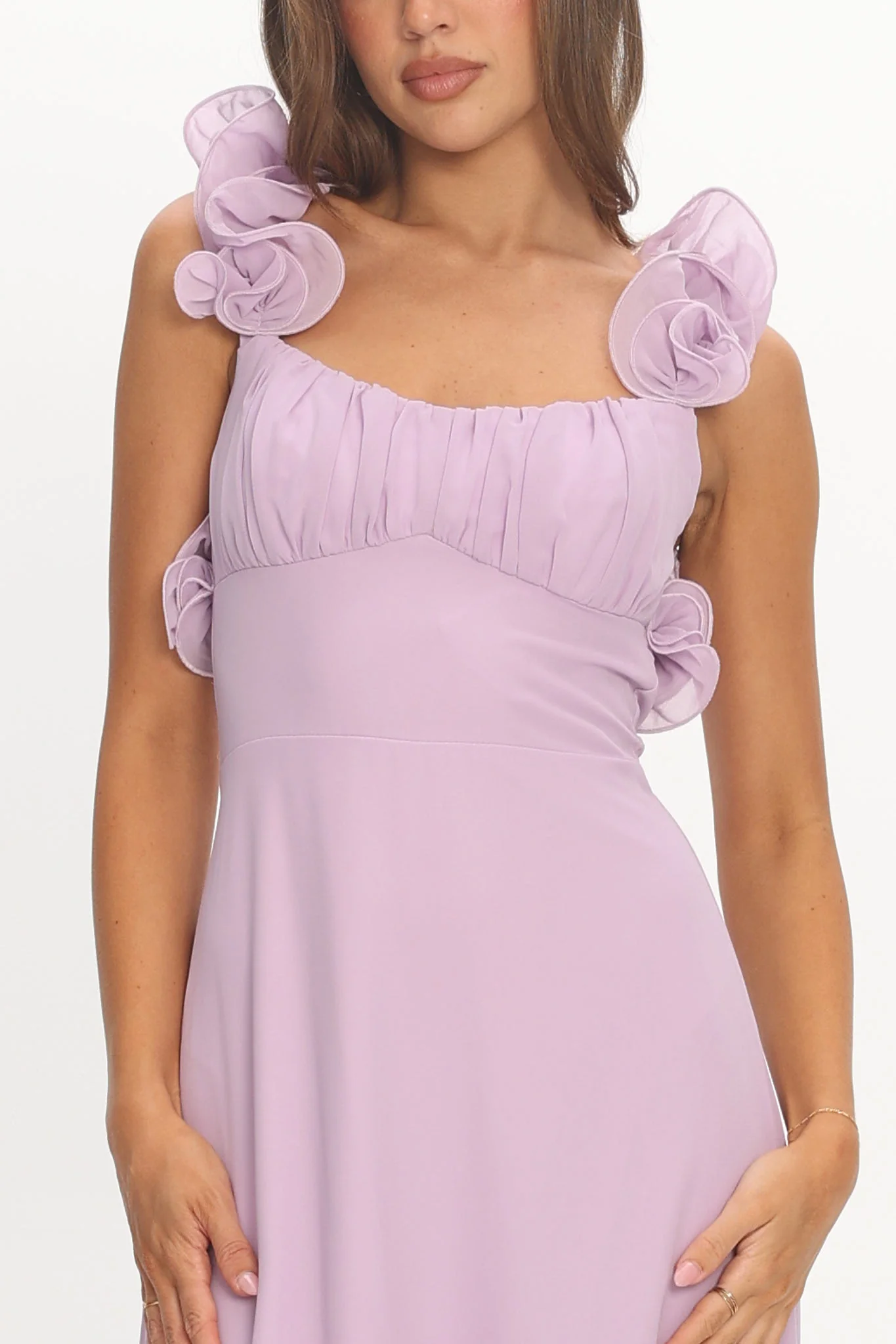 Eloquent Lace-Up Back Maxi Dress Lilac - Image 4