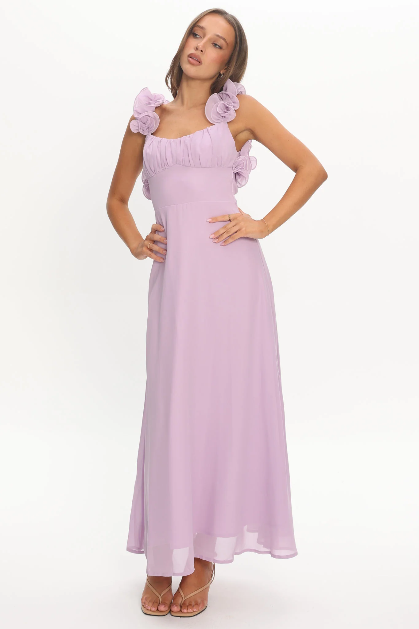 Eloquent Lace-Up Back Maxi Dress Lilac - Image 5