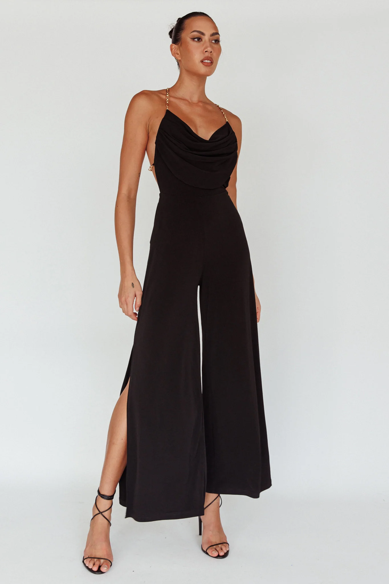 Emanuella Chain Strap Jumpsuit Black - Image 3