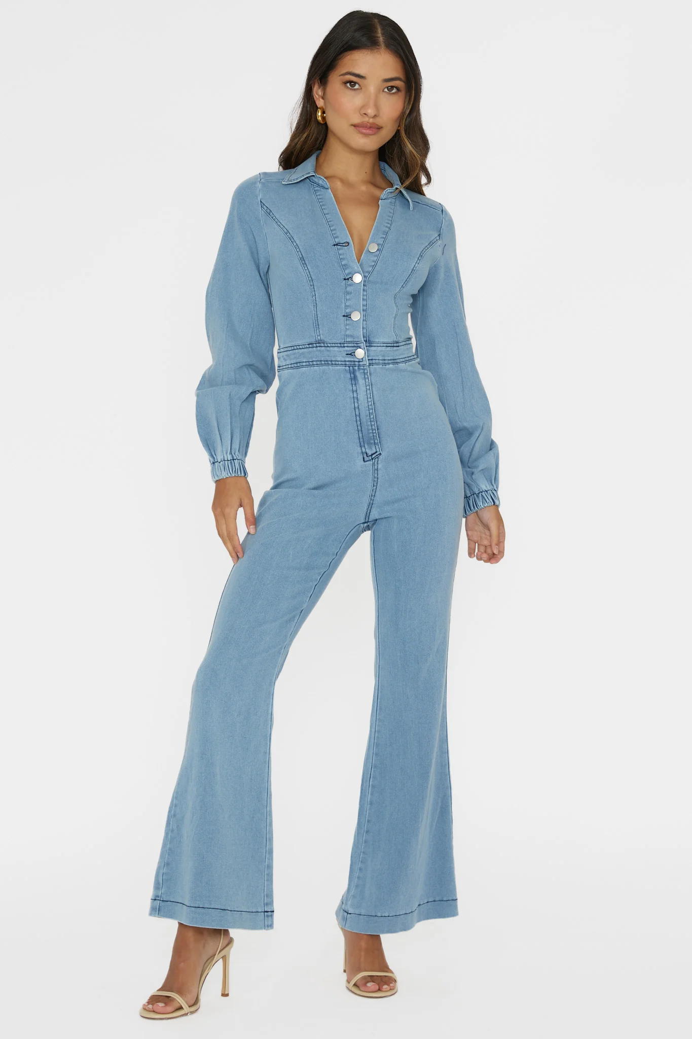 Emilio Long Sleeve Jumpsuit Denim Blue - Image 3