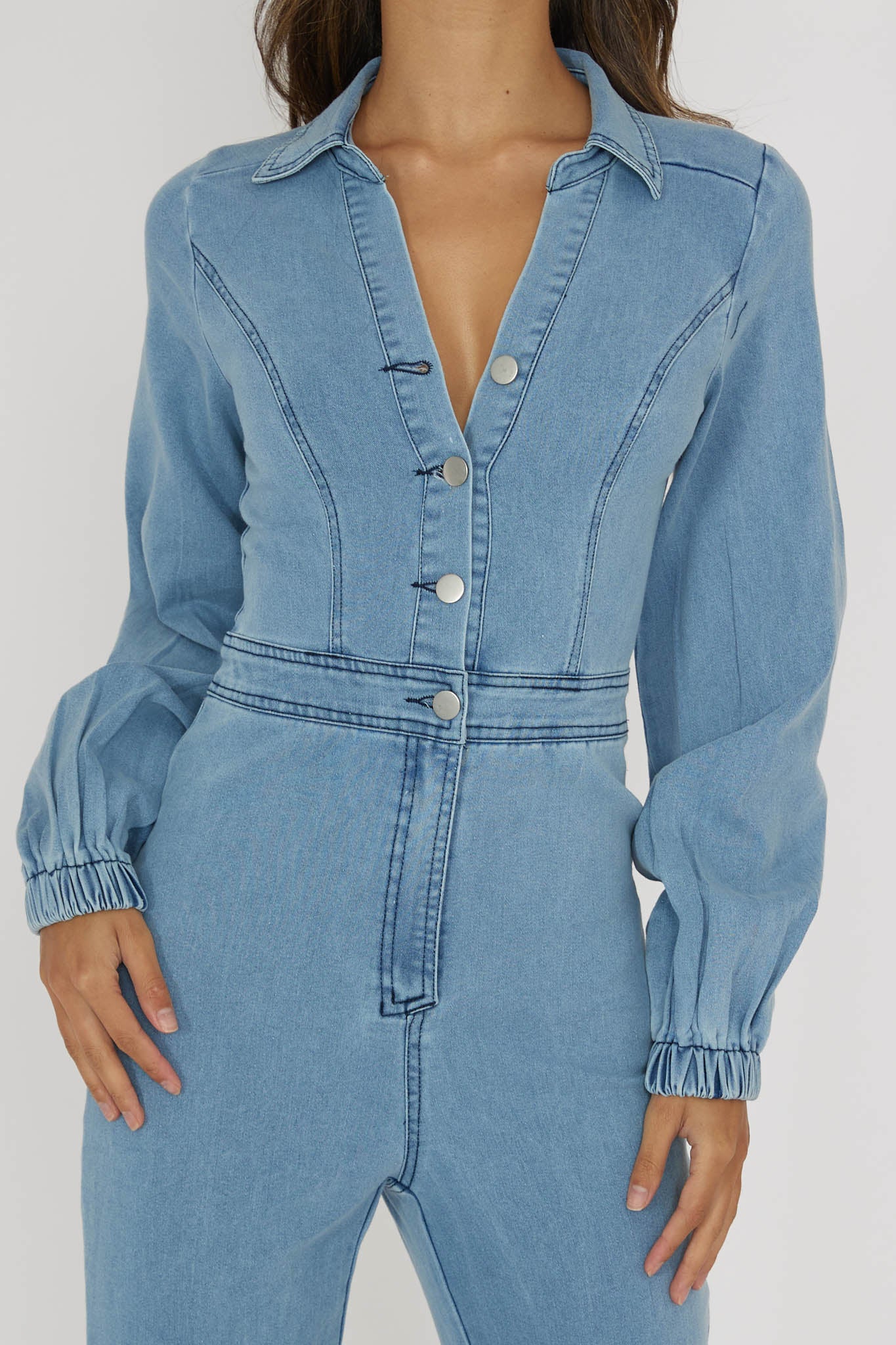 Emilio Long Sleeve Jumpsuit Denim Blue - Image 4