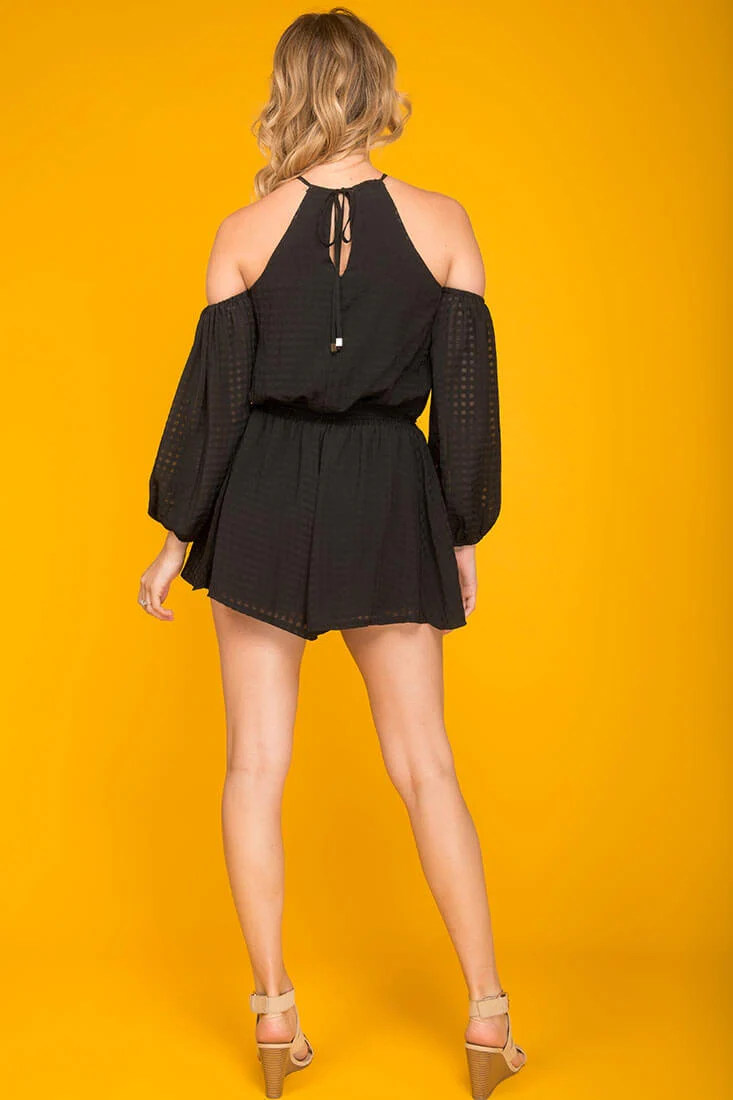 Emma Dressy Halter Top Romper Black - Image 4