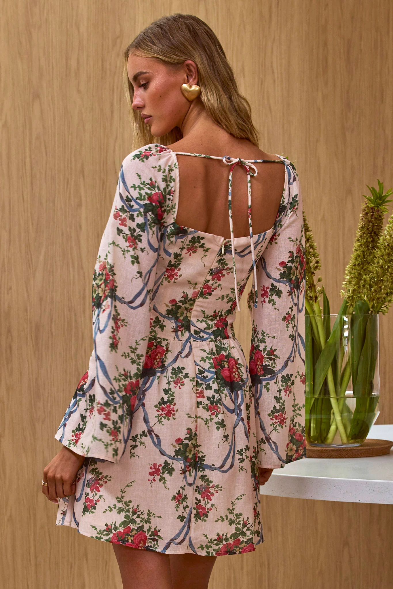 Emmy Gathered Bust Mini Dress Floral Pink - Image 3