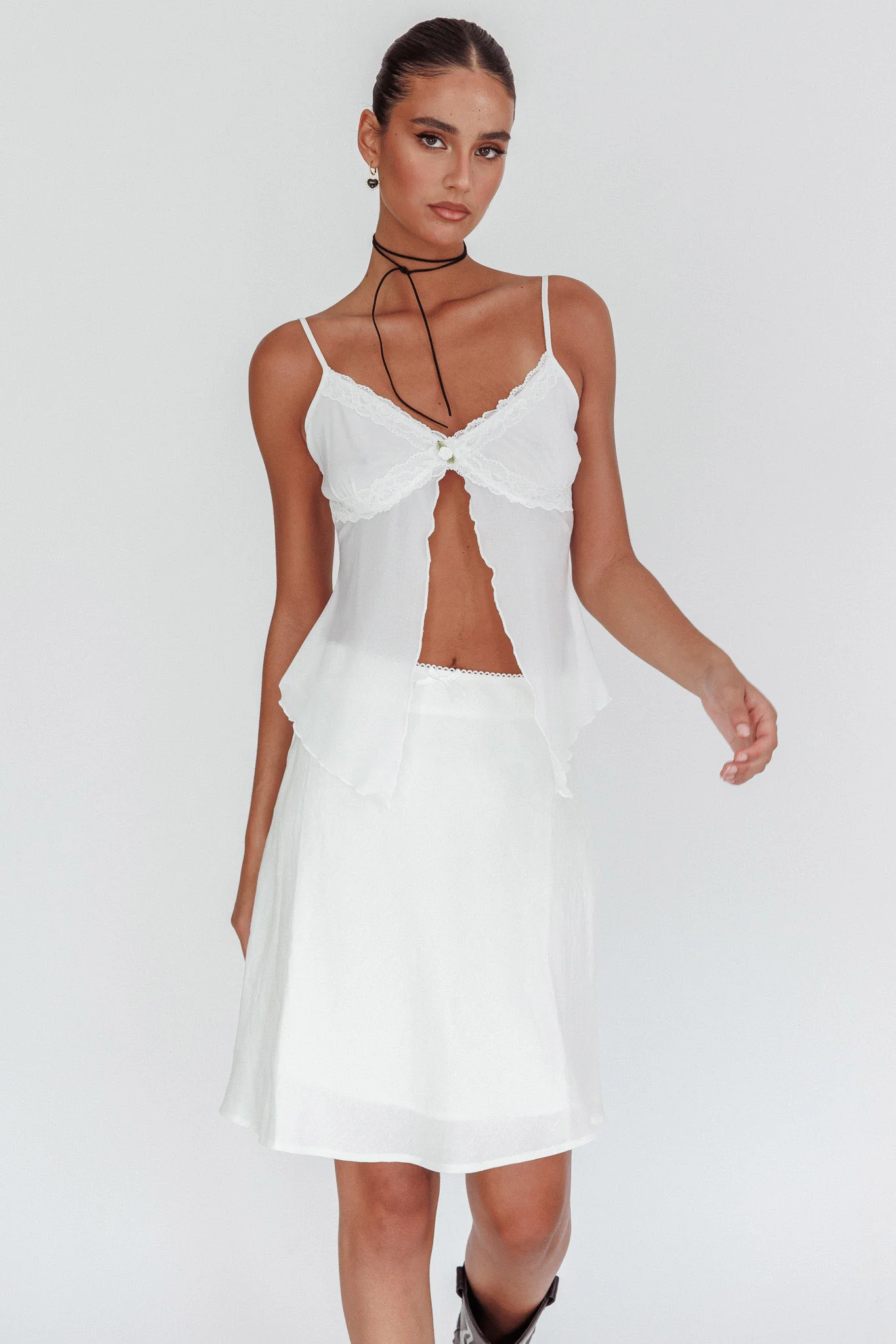 Emotional Knee Length Skirt Off White - Image 6
