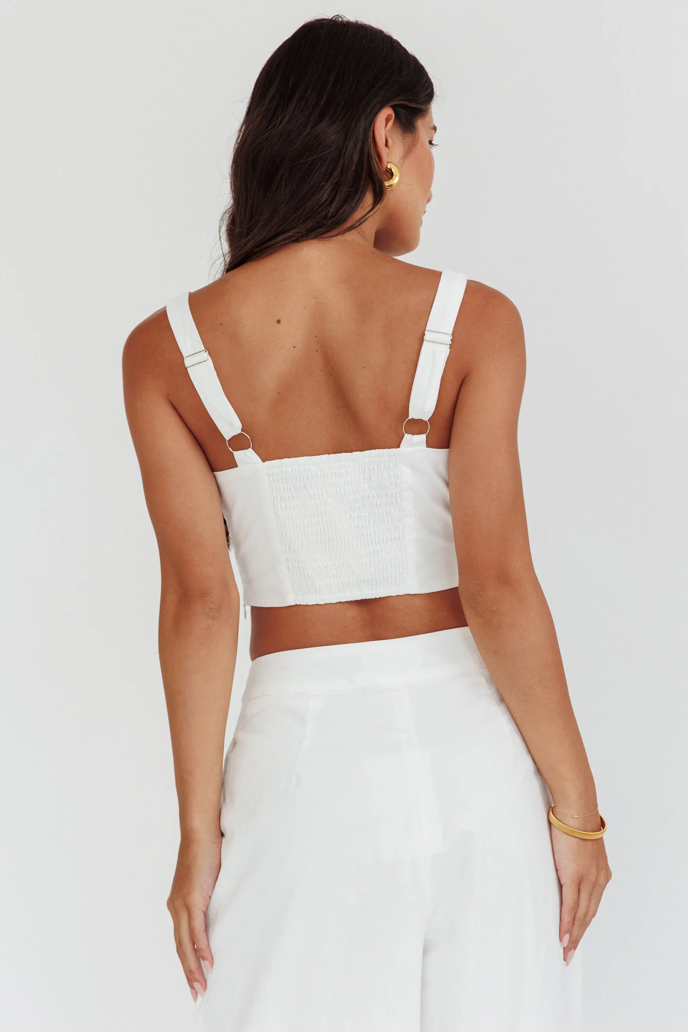 Empire Shirred Back Crop Top White - Image 2