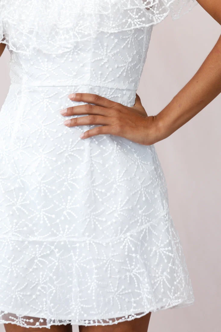 Enchanted Fine Mesh Frill Dress White - Image 4