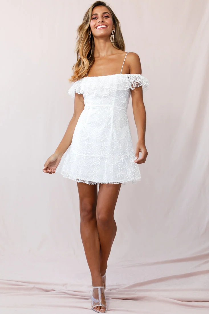 Enchanted Fine Mesh Frill Dress White - Image 5