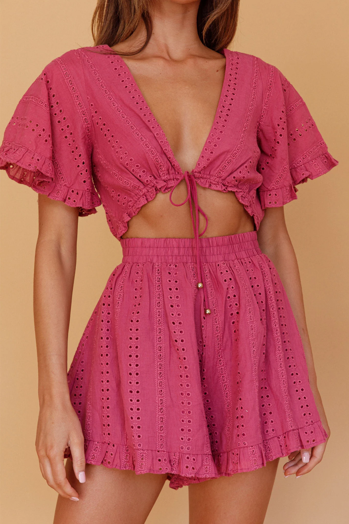 Endless Weekend Tied Bust Romper Rose - Image 4
