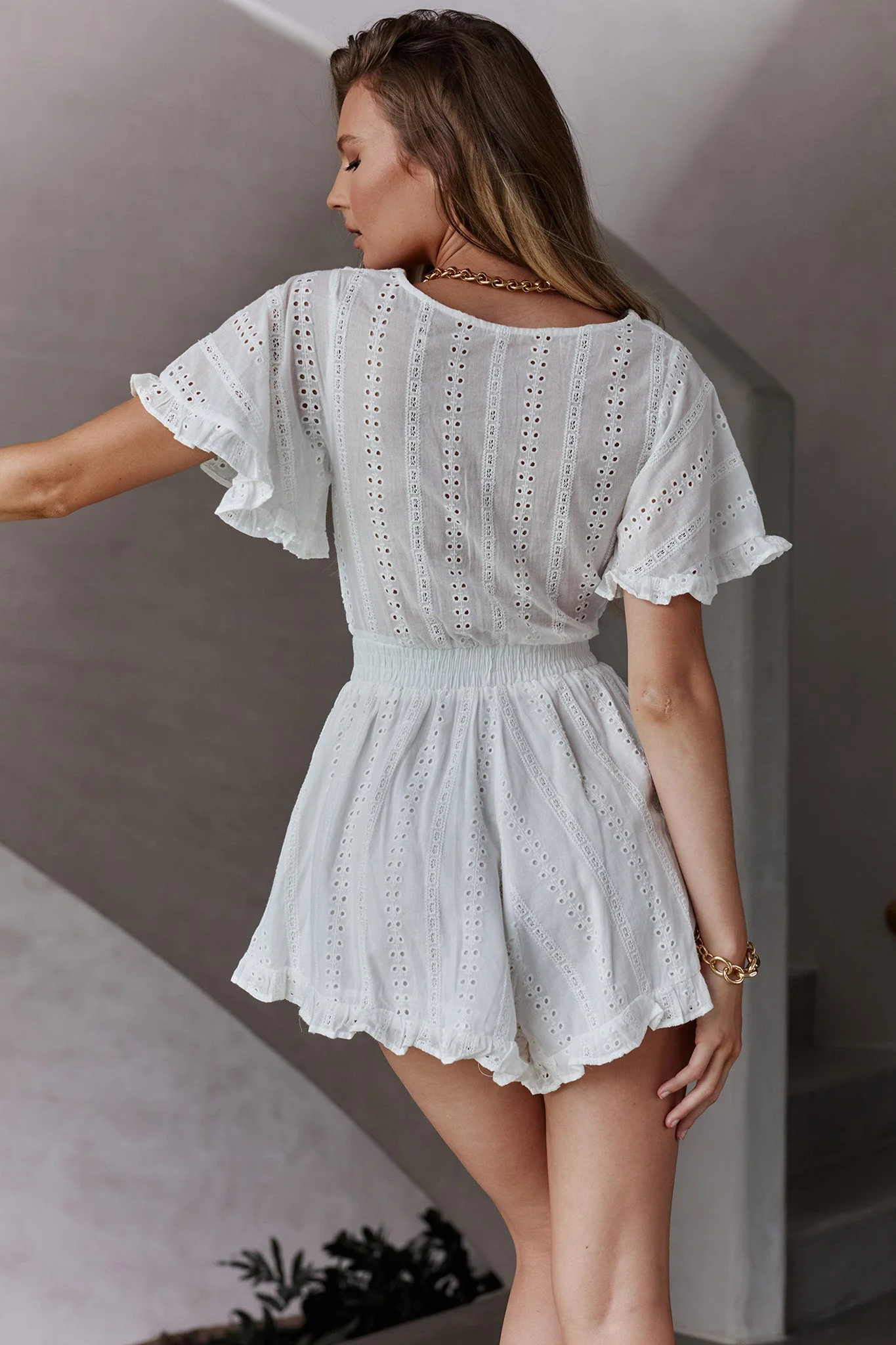 Endless Weekend Tied Bust Romper White - Image 2
