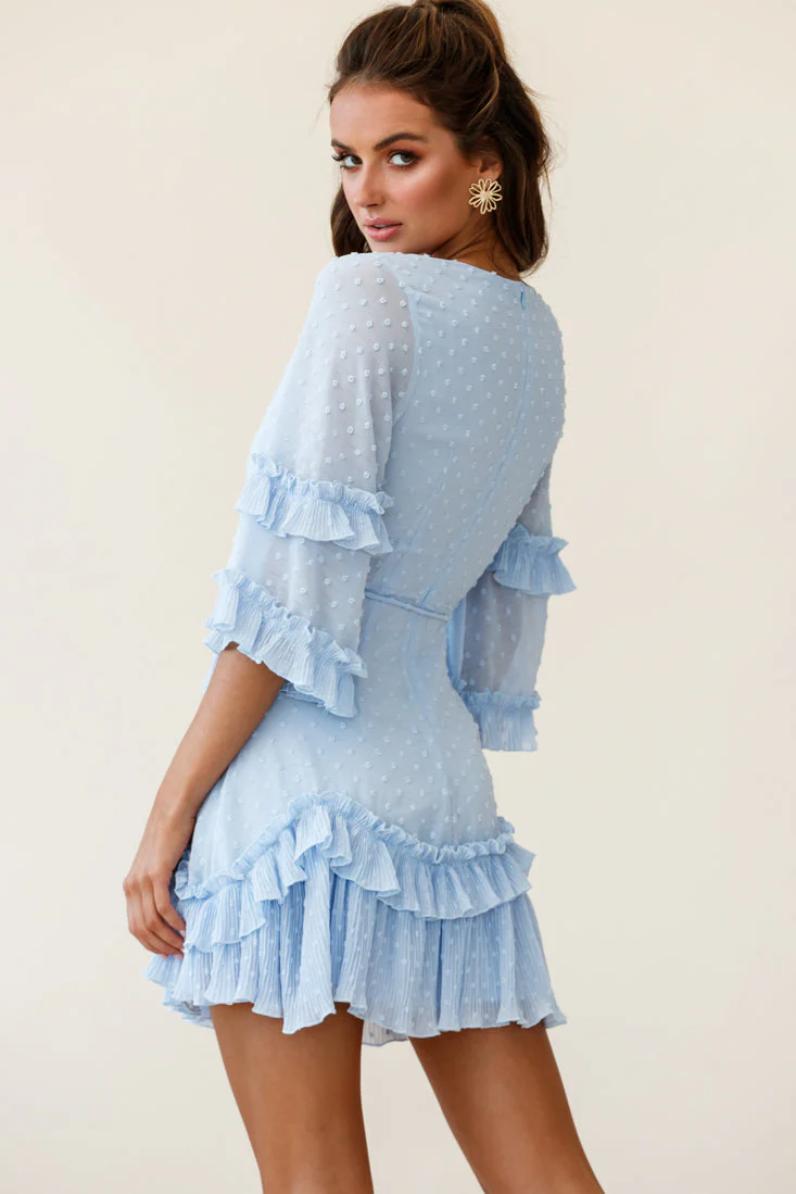 Erica Bell Sleeve Accordion Pleat Dress Hail Spot Baby Blue - Image 2