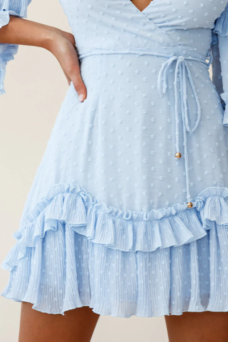 Erica Bell Sleeve Accordion Pleat Dress Hail Spot Baby Blue - Image 6