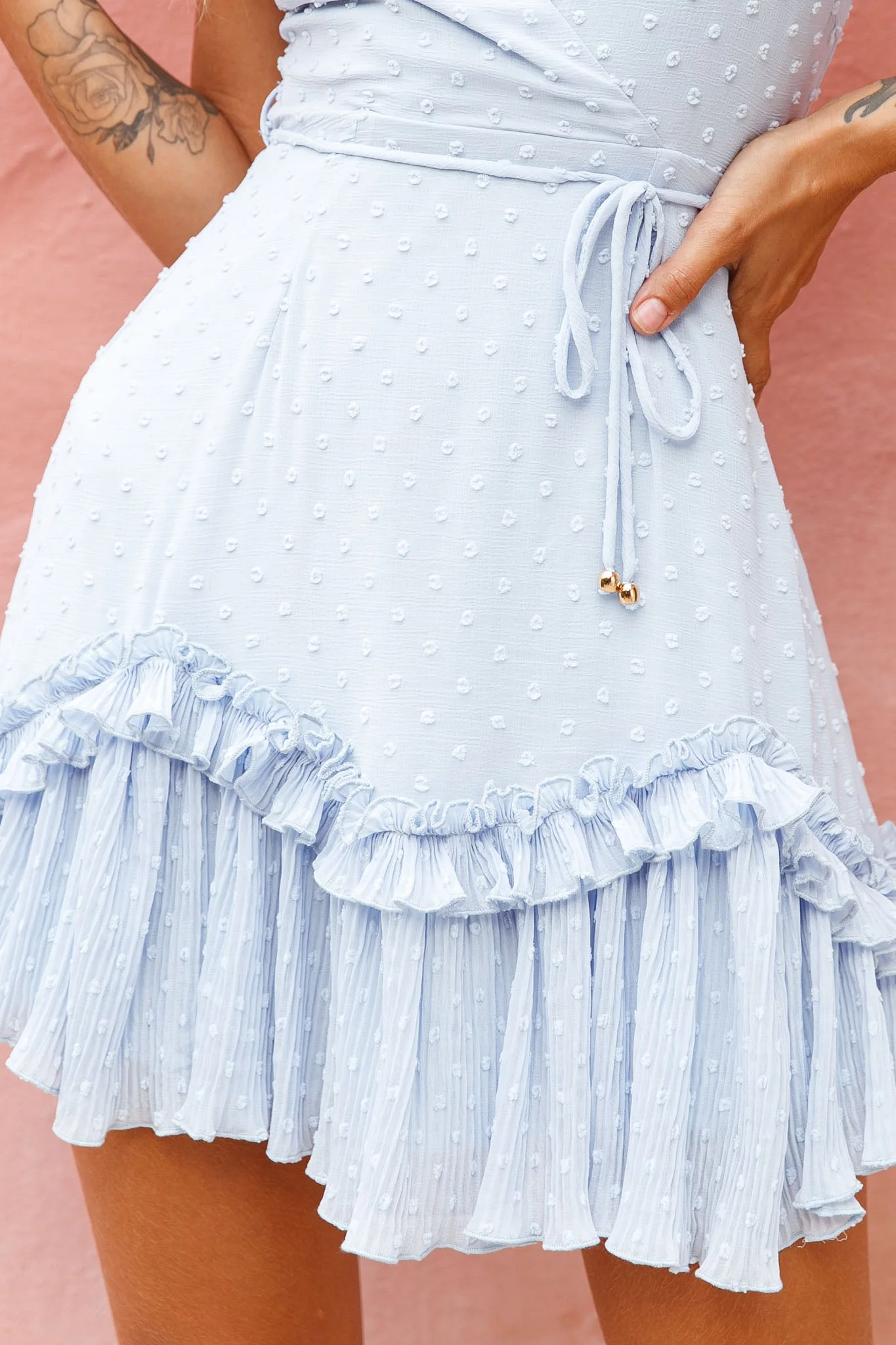 Erica Cami Strap Accordion Pleat Dress Hail Spot Baby Blue - Image 4