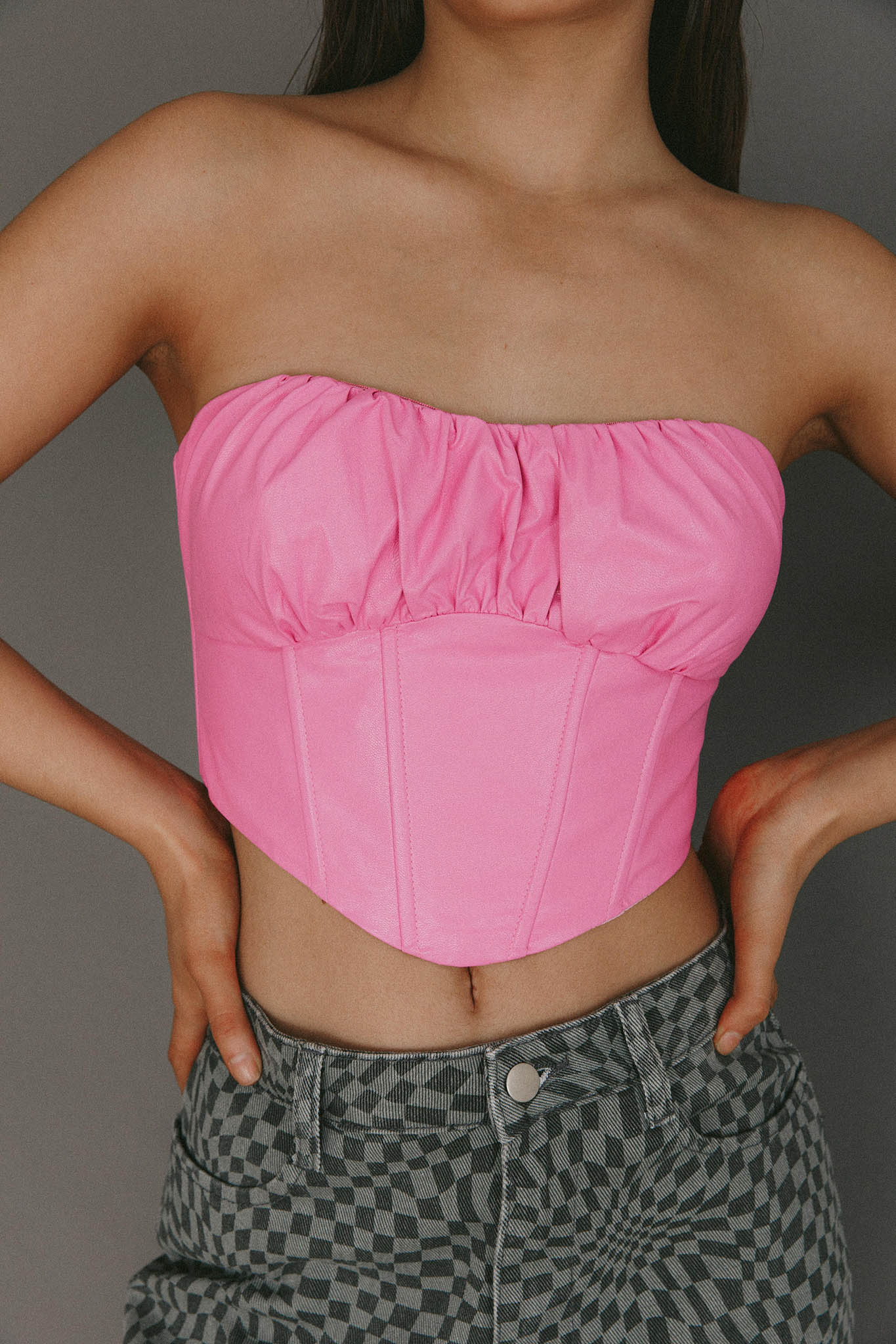 Erikah Strapless Corset Crop Top Pink - Image 4
