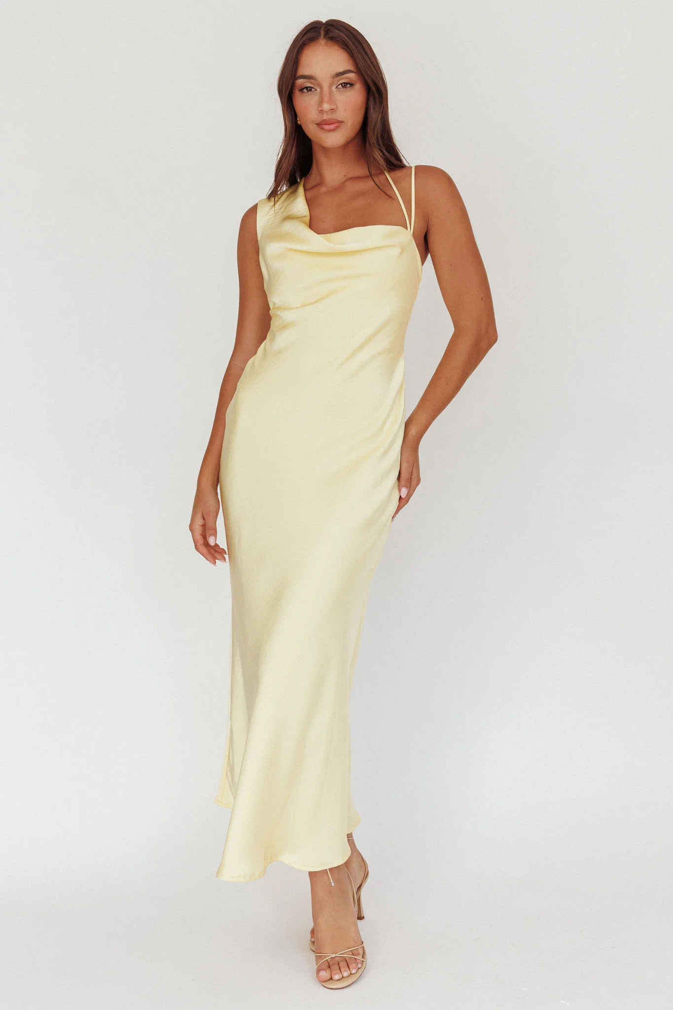 Eros Asymmetric Cowl Neck Maxi Dress Butter - Image 5
