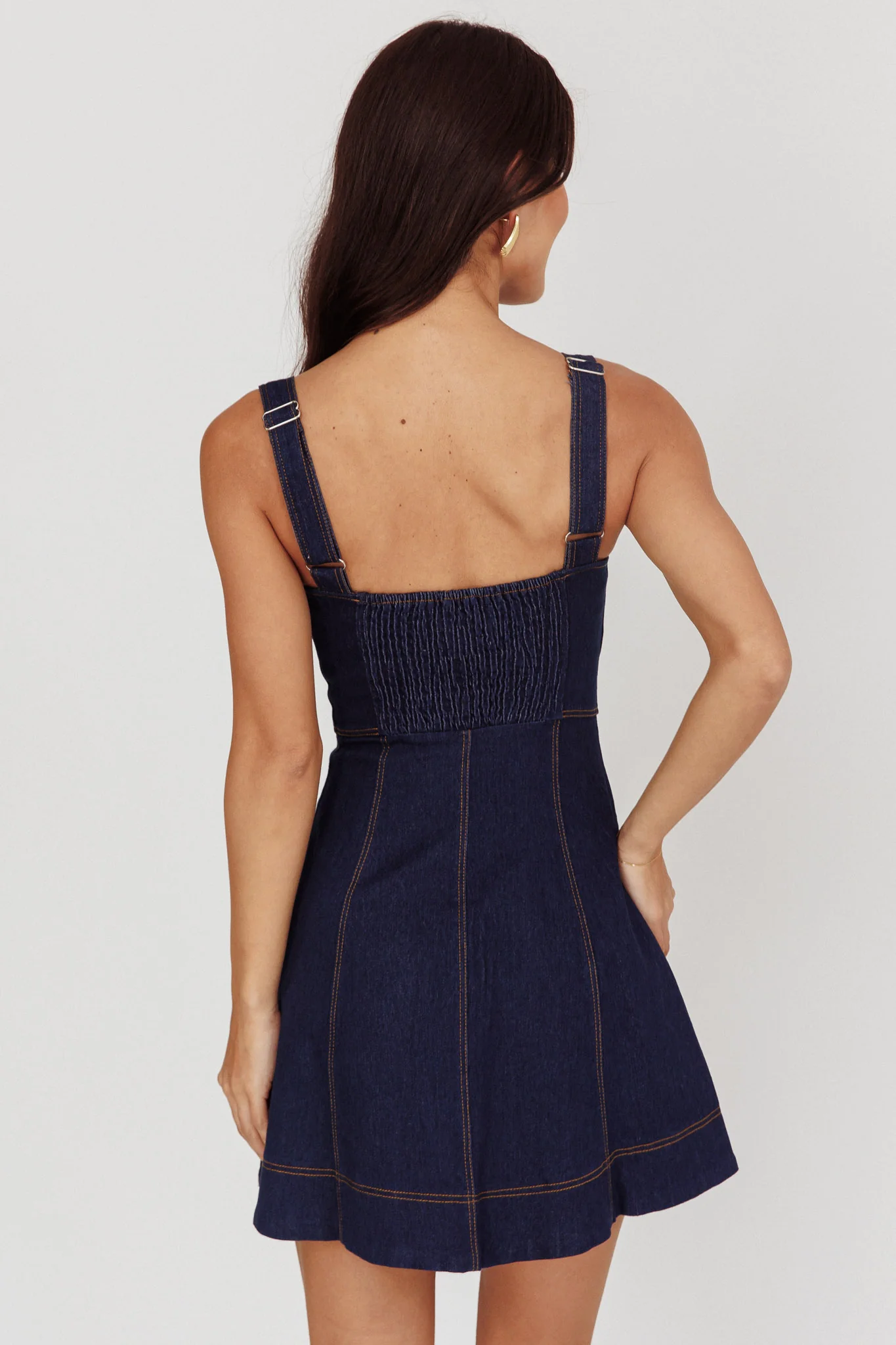 Erza A-line Mini Dress Blue Denim - Image 2