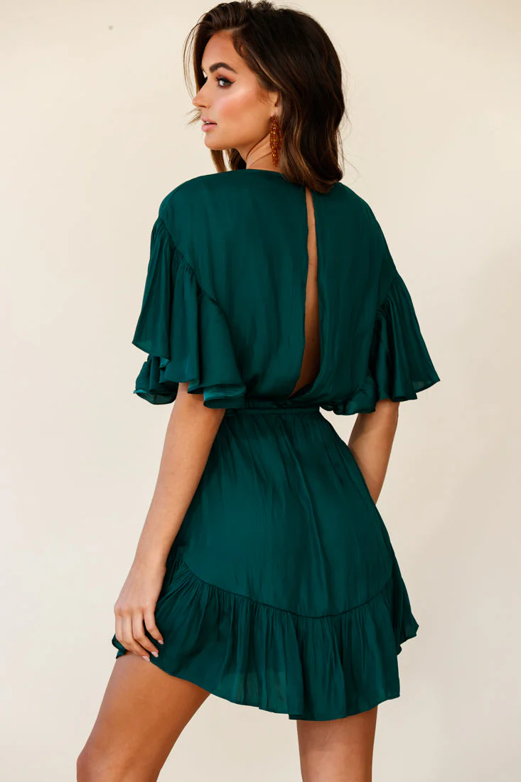 Esme V-Neckline Drawstring Waist Dress Jade - Image 3