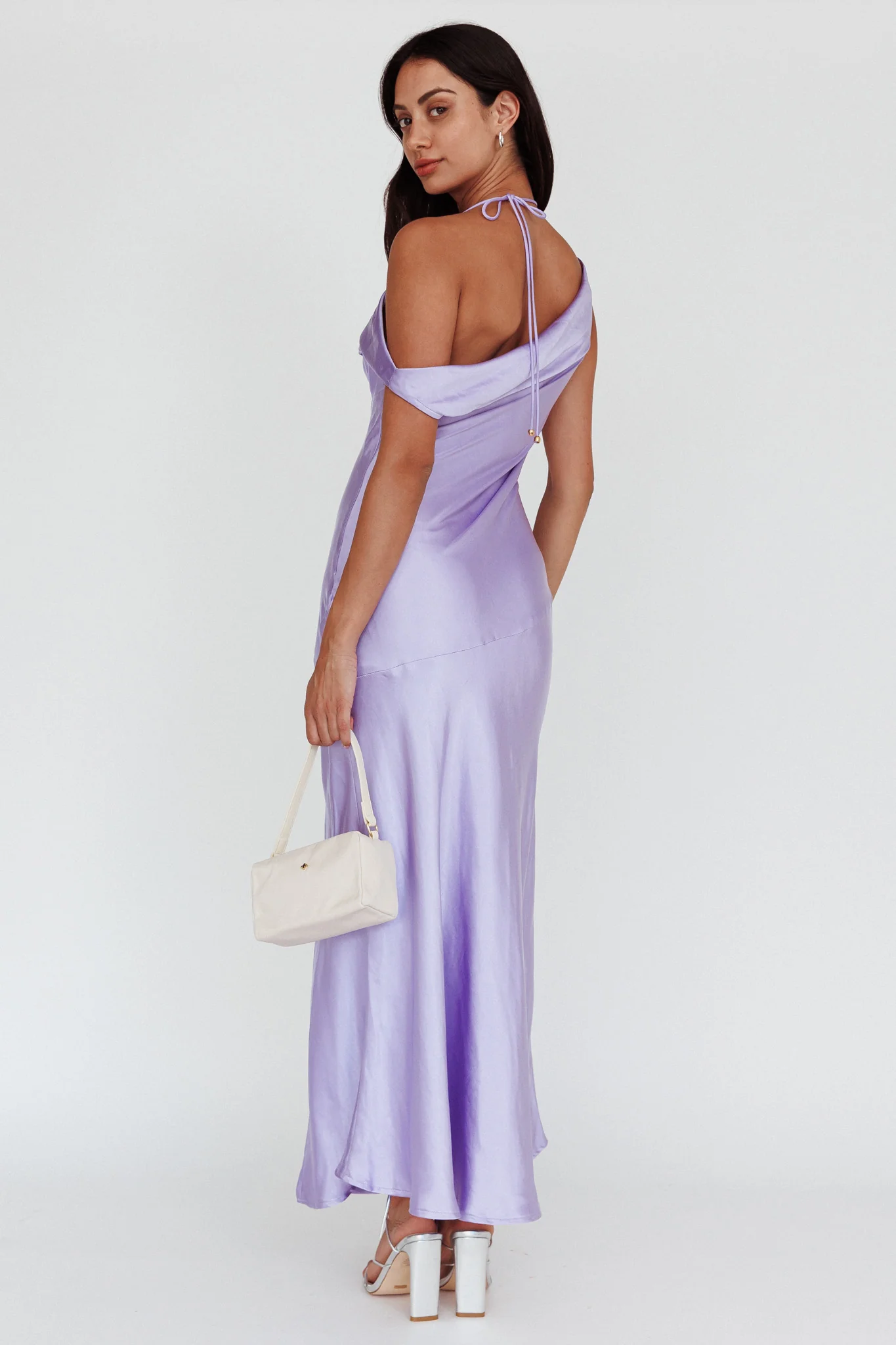 Etienne Off-Shoulder Halter Midi Dress Lilac - Image 2