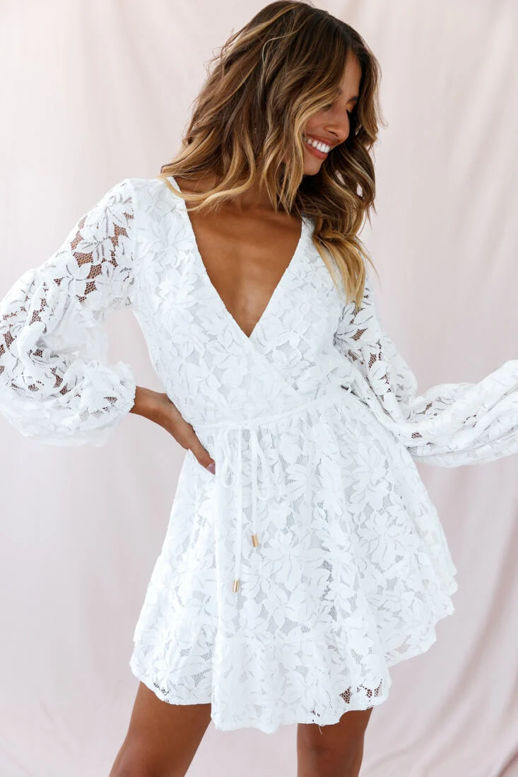 Ever After Keyhole Back Lace Dress White - Image 3