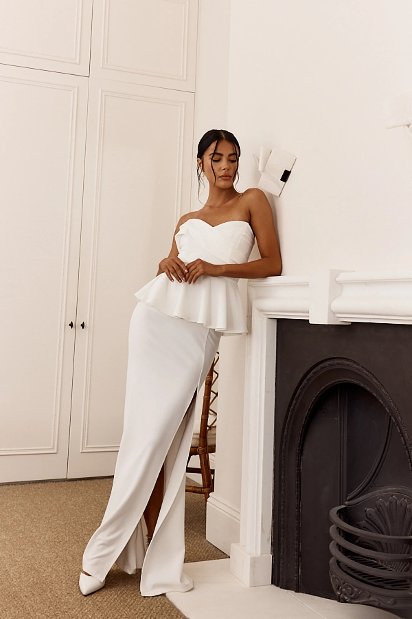 Evergrace Strapless Peplum Maxi Dress Ivory - Image 5