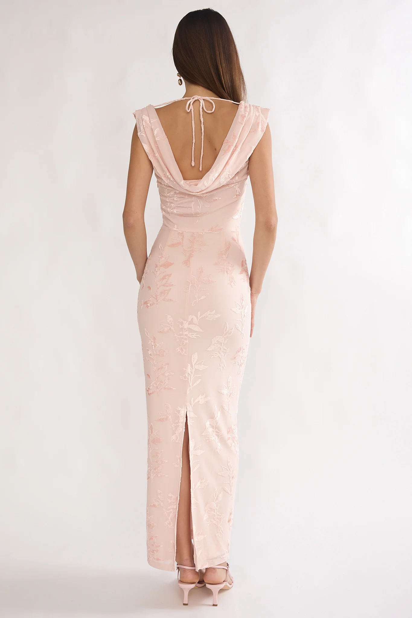 Evermore Cowl Neck Maxi Dress Floral Pink - Image 3