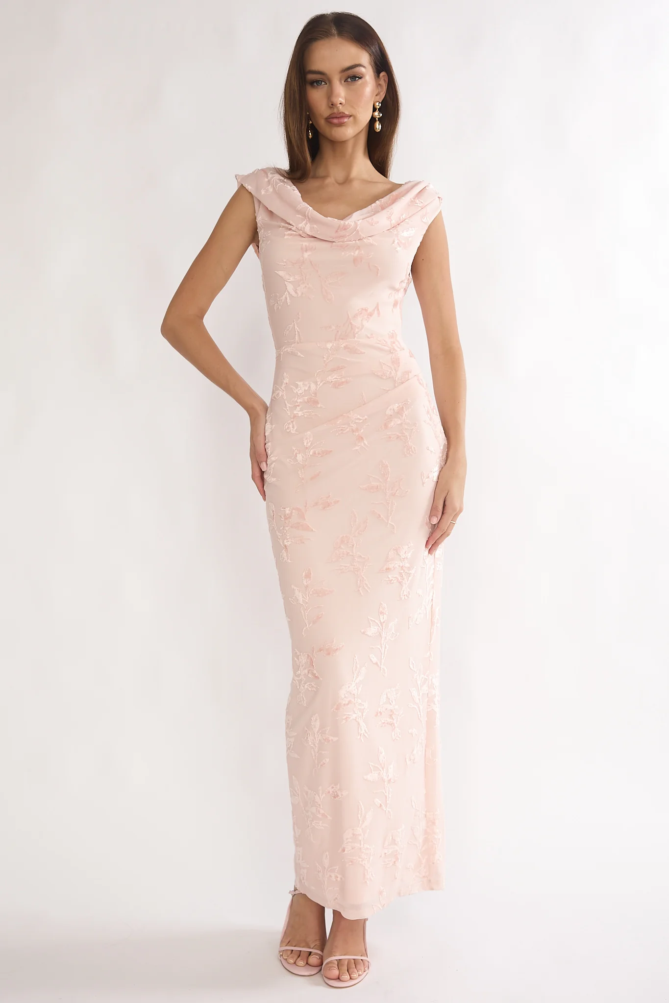 Evermore Cowl Neck Maxi Dress Floral Pink - Image 5