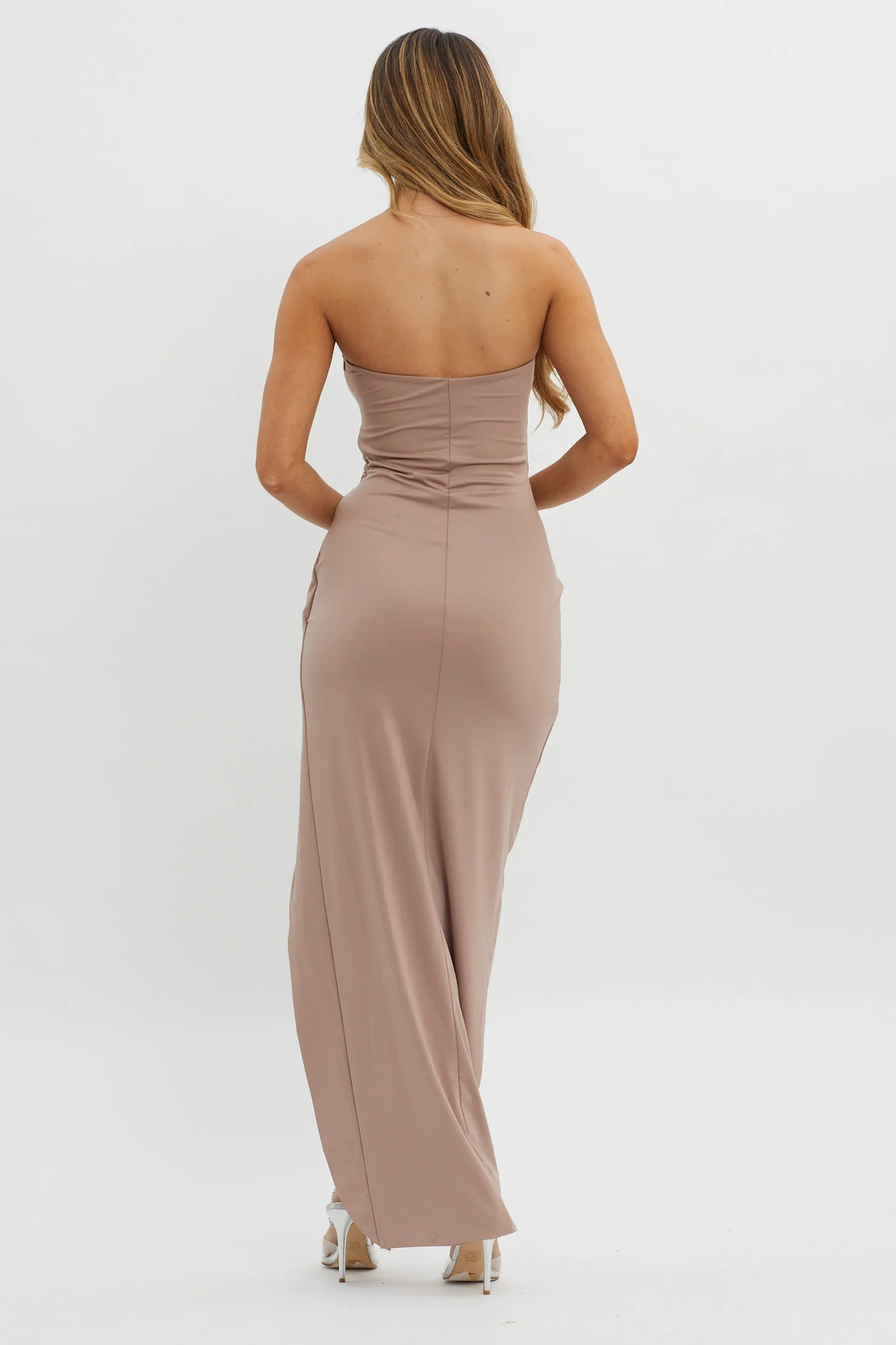 Evette Strapless Split Maxi Dress Tawny - Image 2