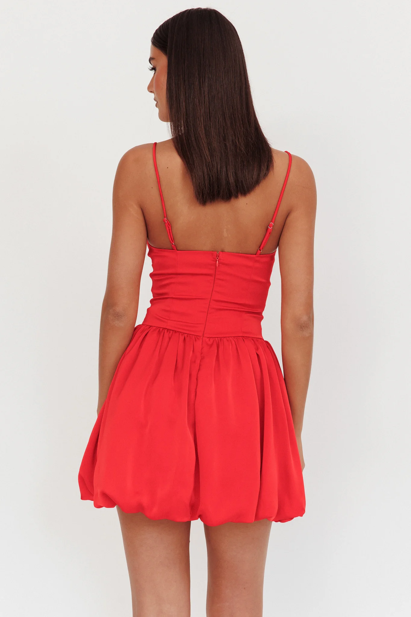 Eye Catching Balloon Skirt Mini Dress Red - Image 2