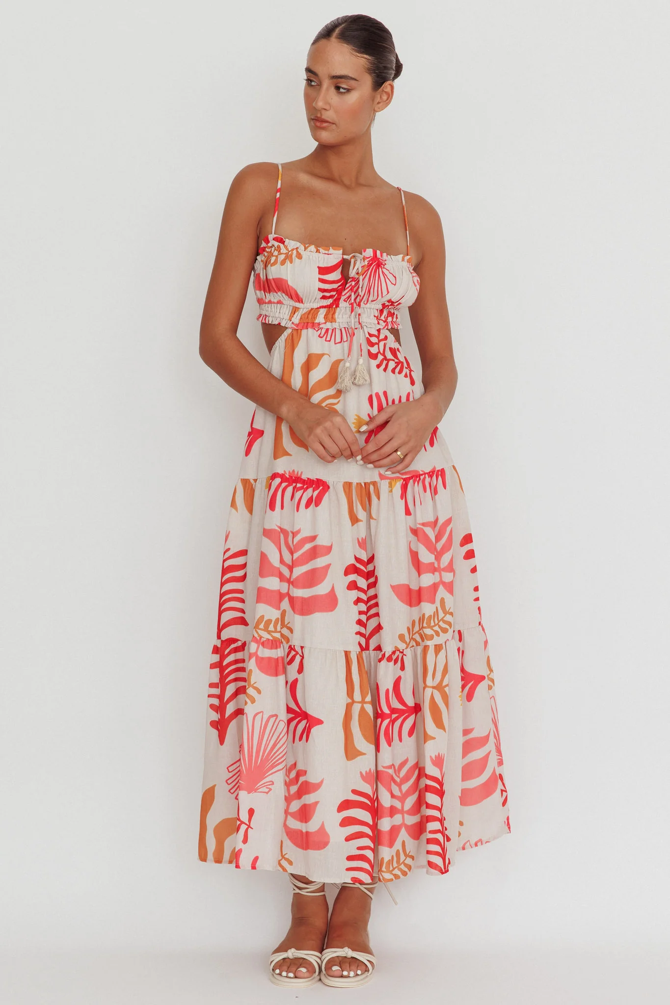 Eyona Cut-Out Back Floral Maxi Dress Pink - Image 5