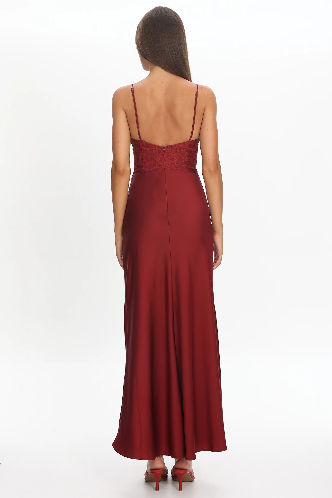 Faelis Draped Waist Maxi Dress Wine - Image 6