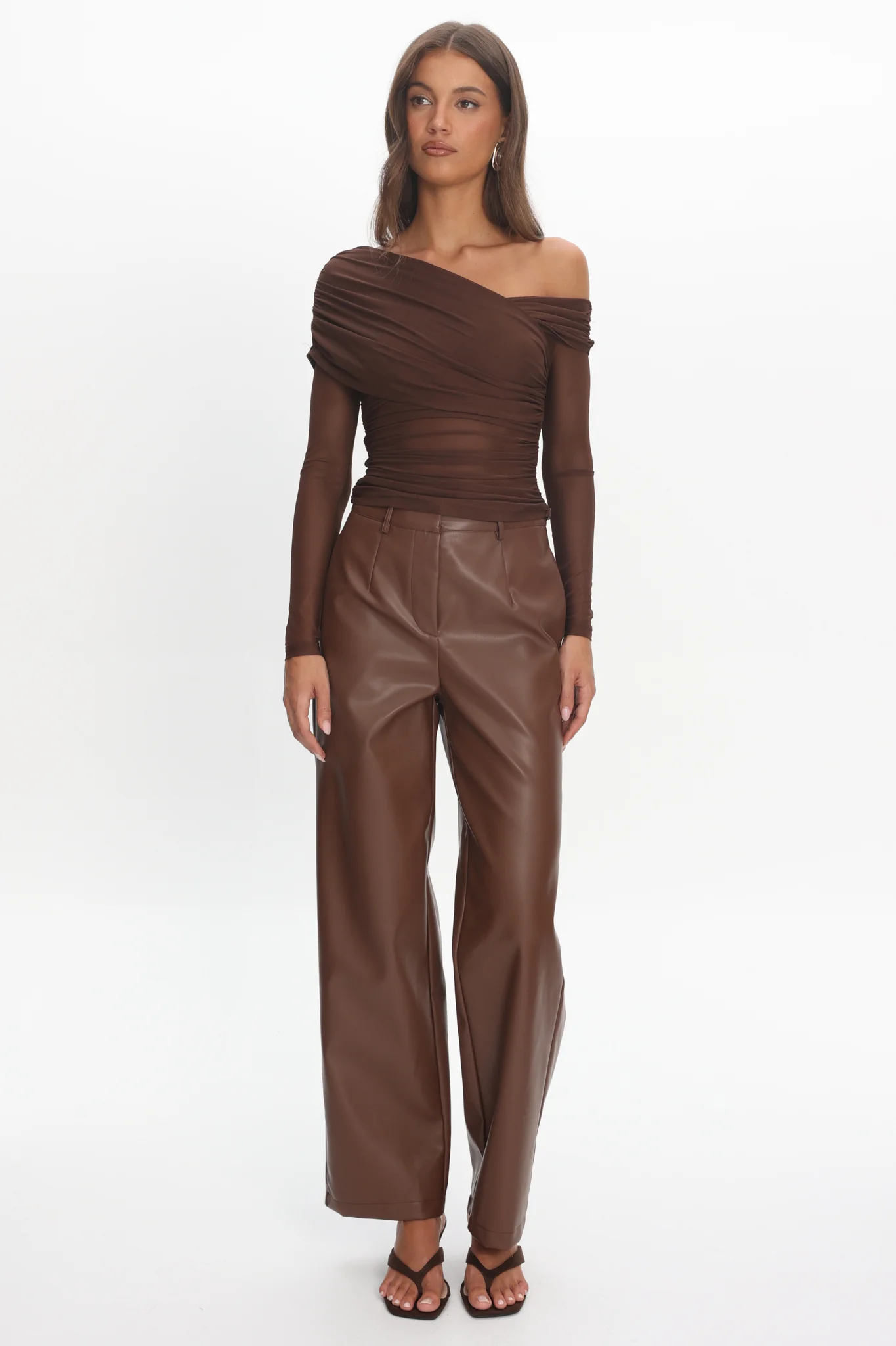 Fair Play Faux Leather Pants Coffee - Image 5