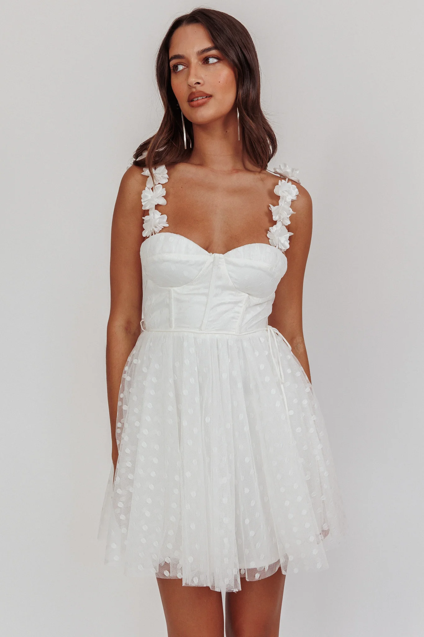 Fairytale Dream Floral Strap Mini Dress White - Image 6