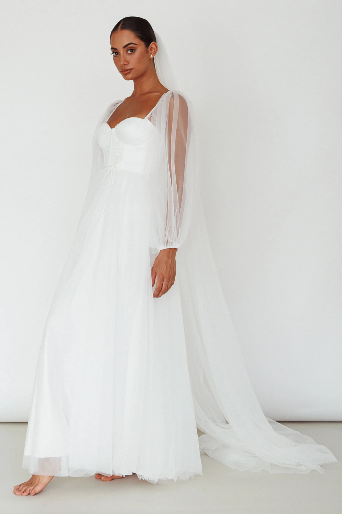 Fairytale Dream Sheer Sleeve Maxi Dress White - Image 5