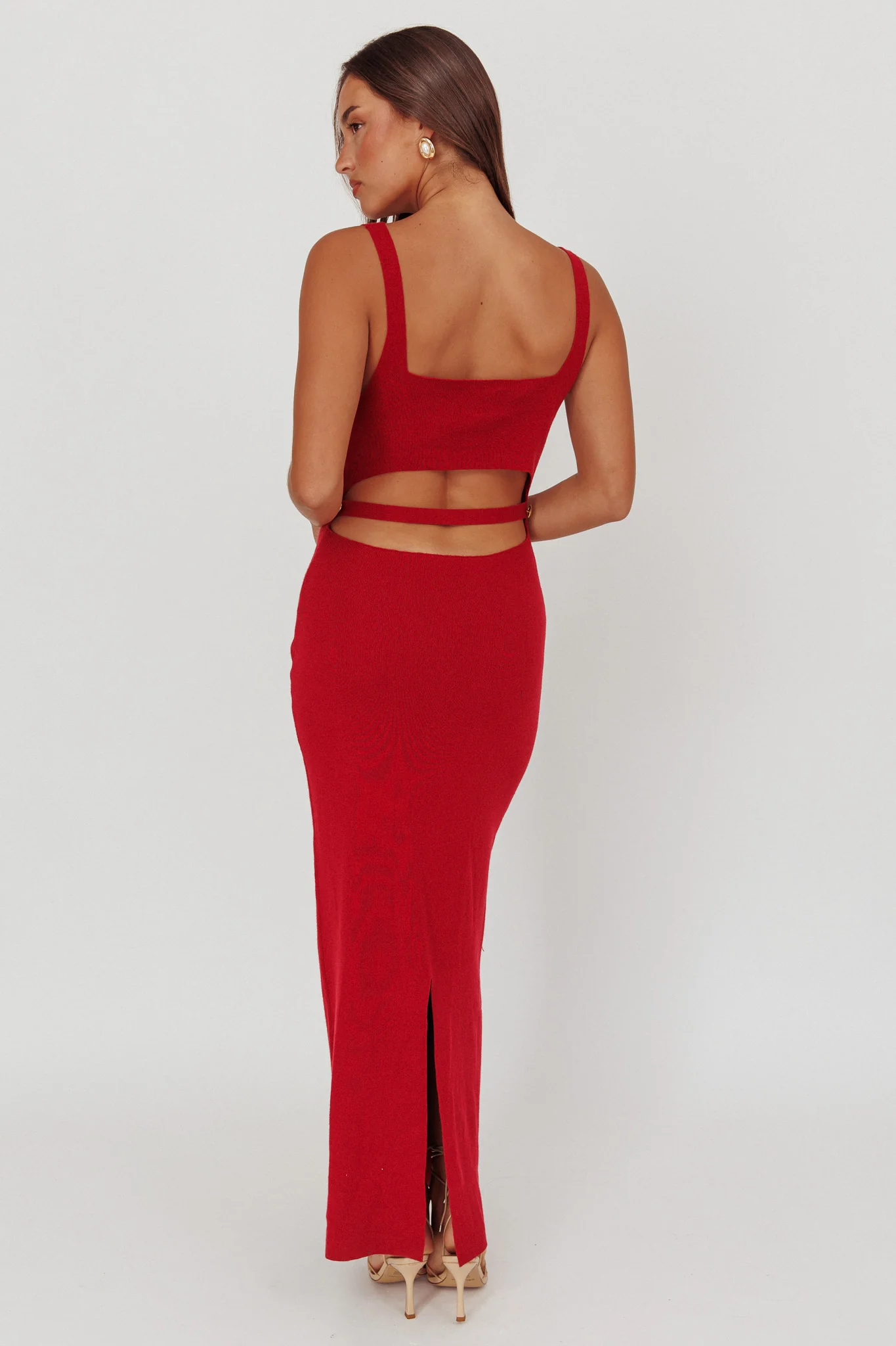 Fall Moon Cut-Out Back Maxi Dress Cherry - Image 2