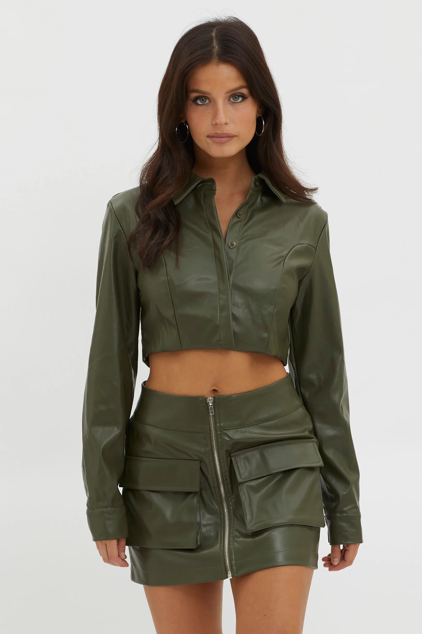 Fallen Angel Pocket Mini Skirt Olive - Image 4