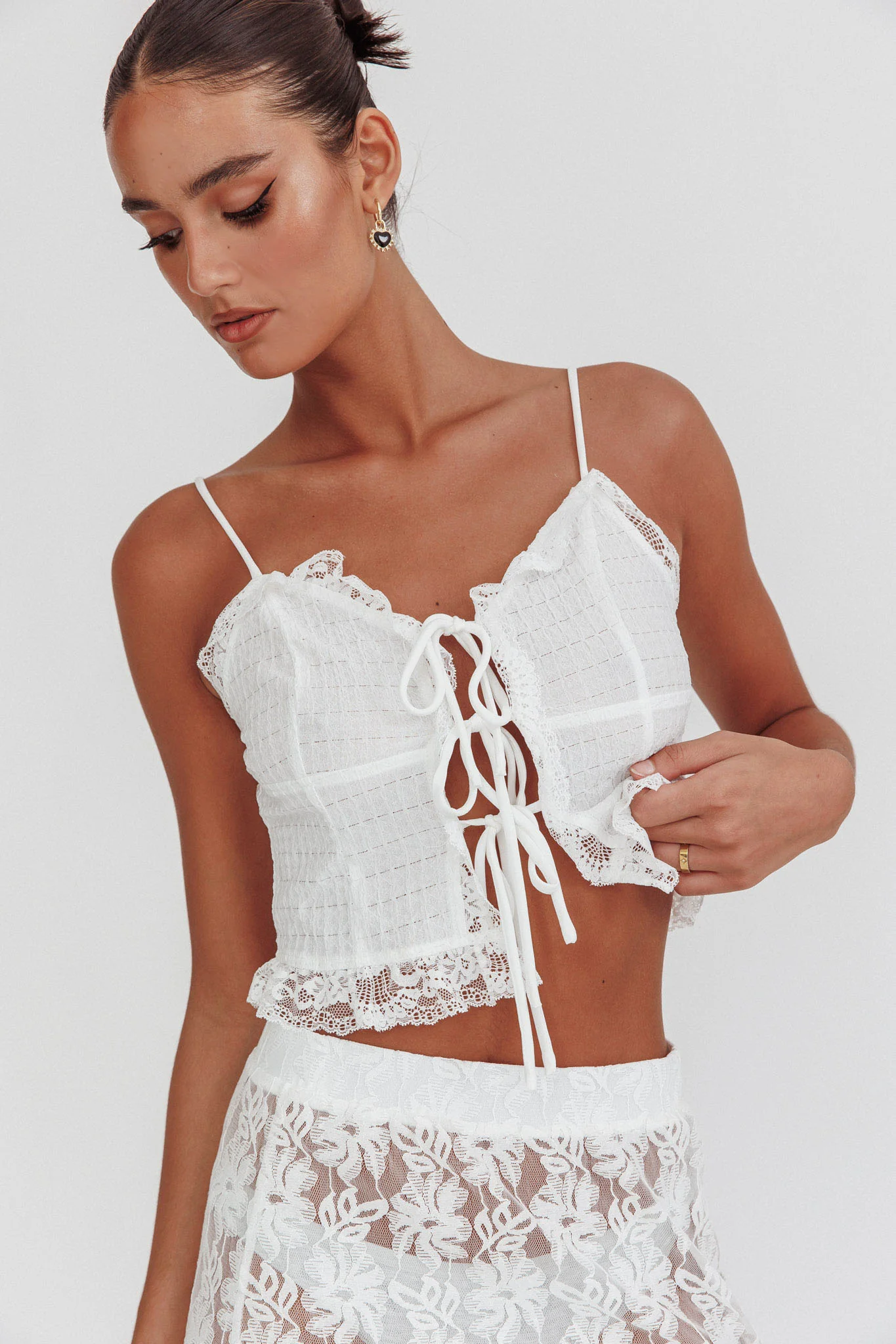 Fancy Girl Tie-Up Cami Top Off White - Image 2