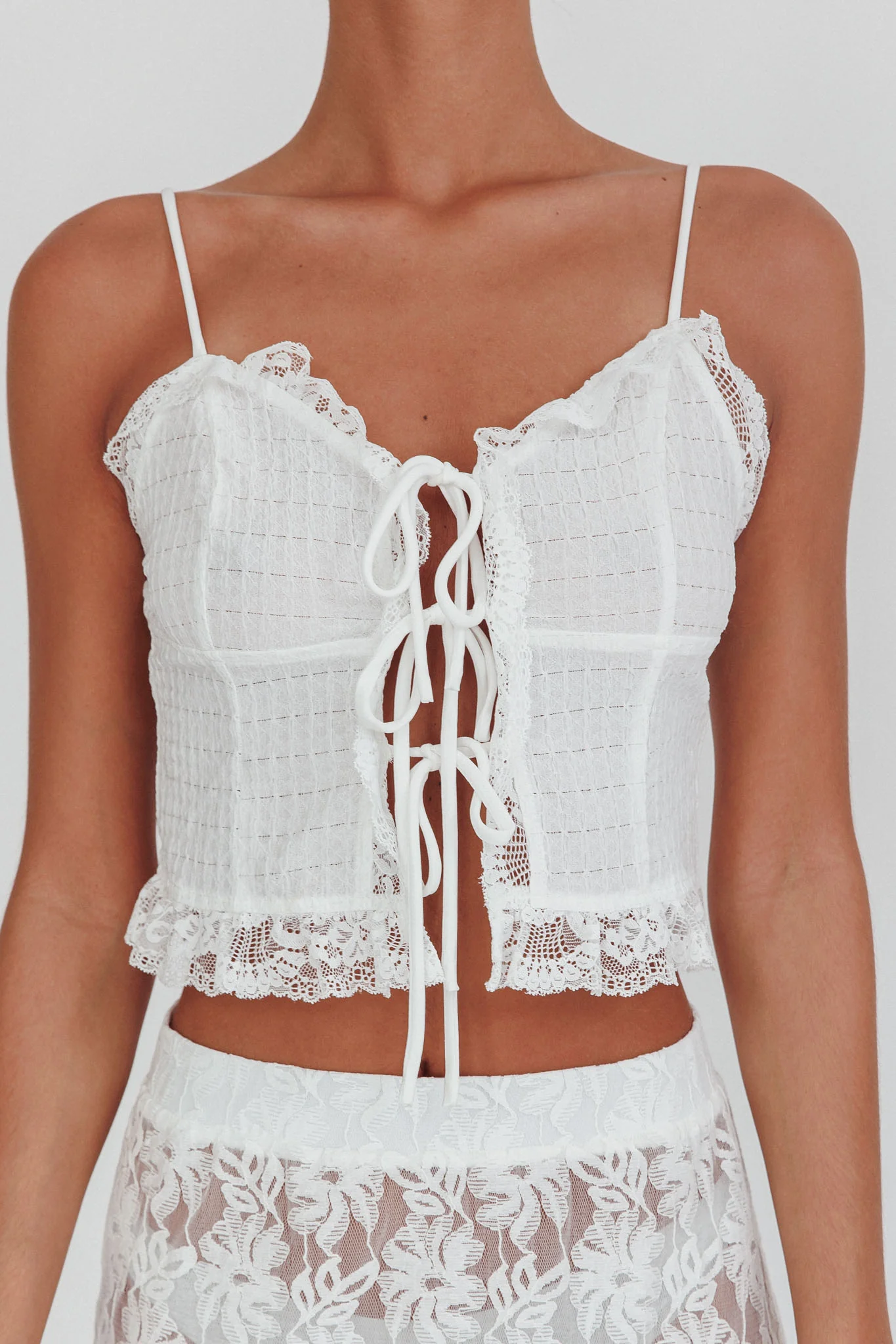 Fancy Girl Tie-Up Cami Top Off White - Image 5