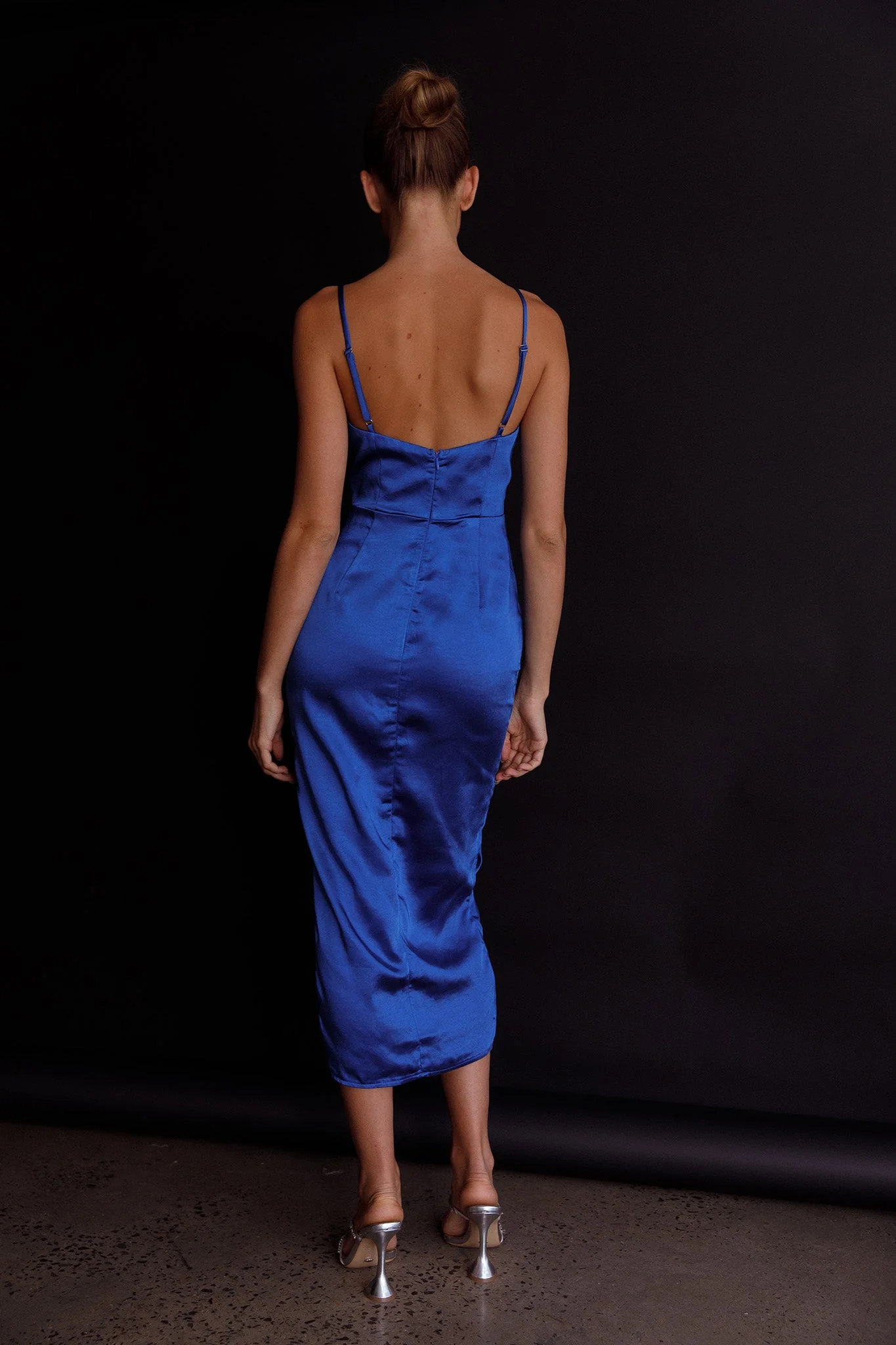 Fantasy Structured Bodice Ruched Midi Dress Cobalt Blue - Image 2