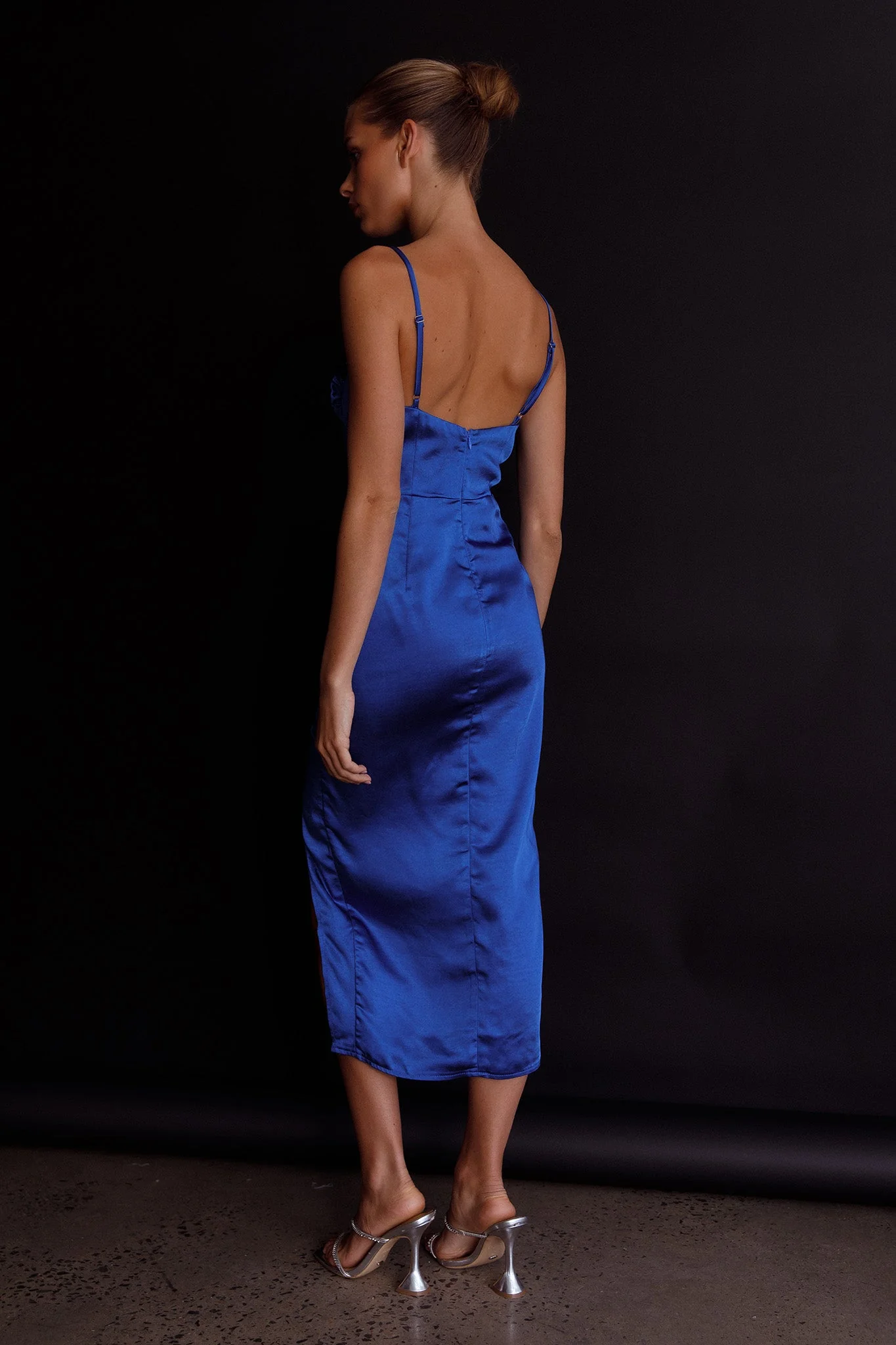 Fantasy Structured Bodice Ruched Midi Dress Cobalt Blue - Image 7