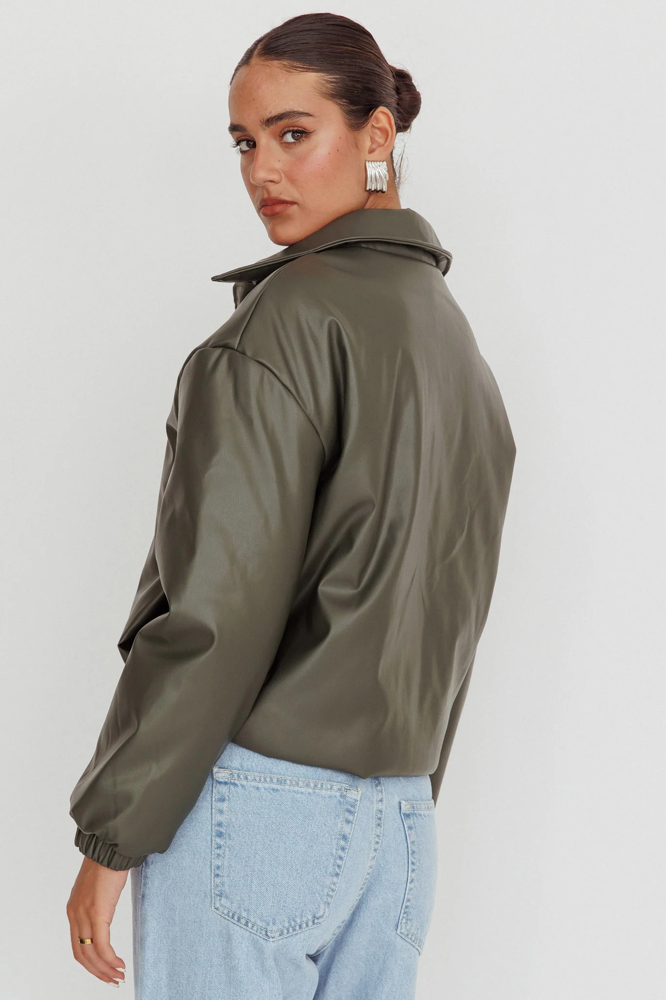 Faroe Drawstring Waist Puff Jacket Green - Image 2