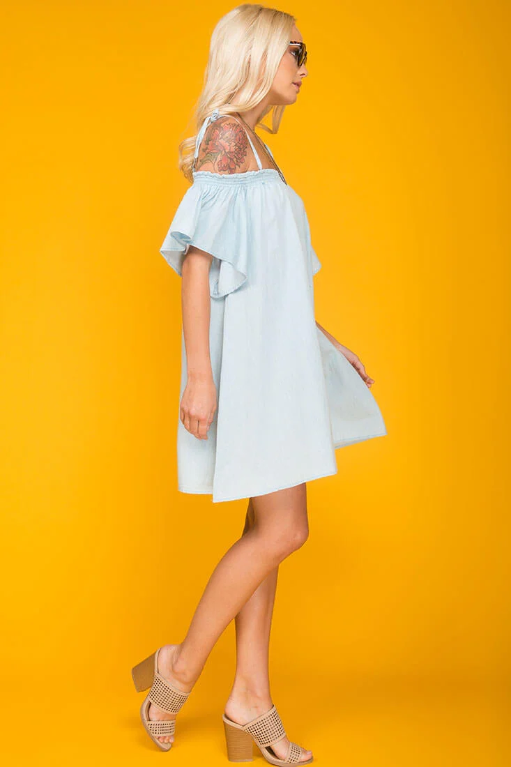 Farrah Loose Summer Dress Light Blue - Image 3
