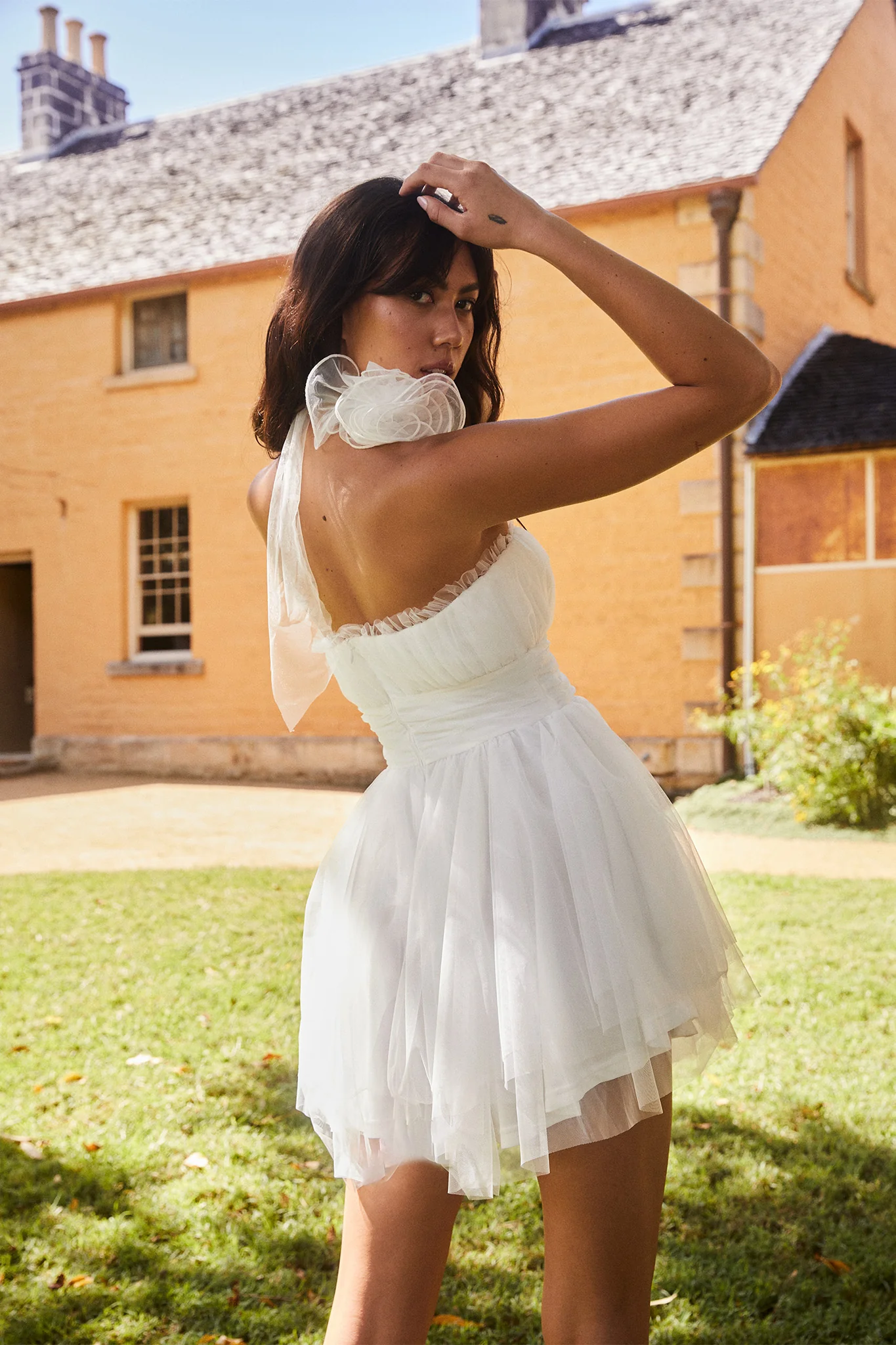 Fayette Strapless Mesh Mini Dress White - Image 12