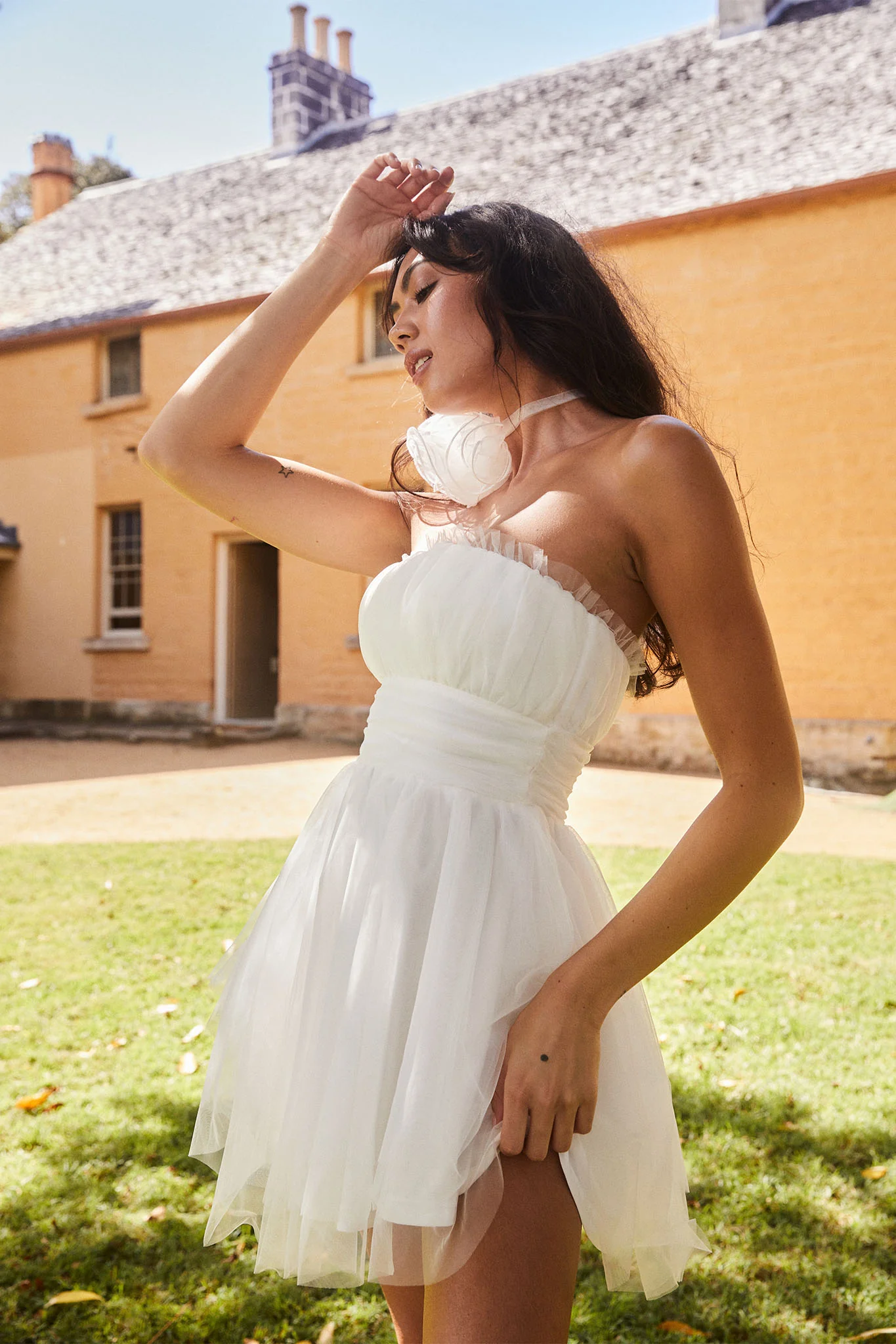 Fayette Strapless Mesh Mini Dress White - Image 4