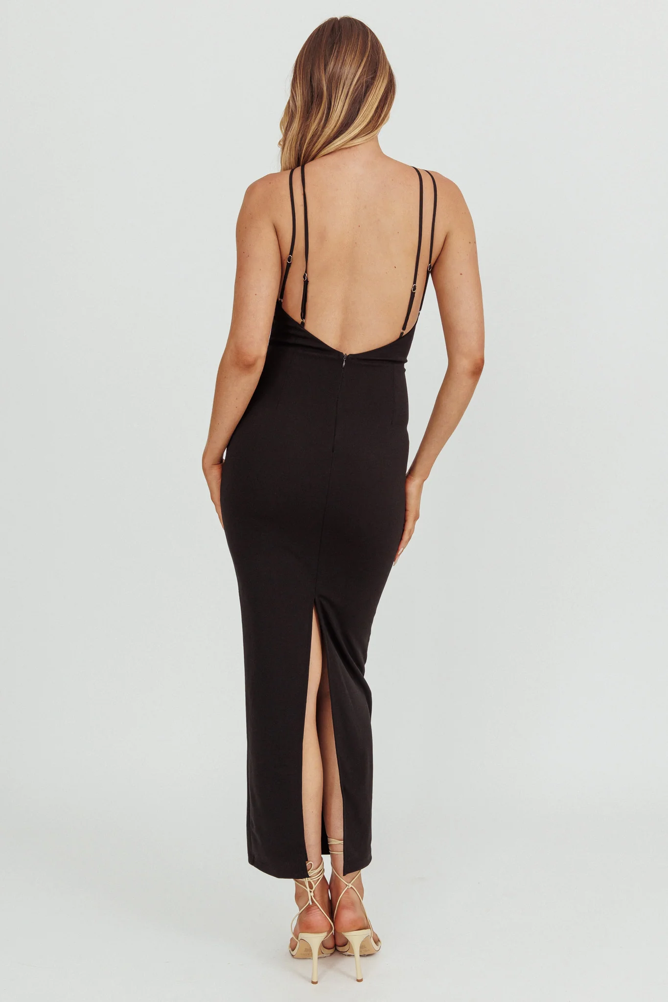 Feels Good Backless Bodycon Maxi Dress Black - Image 2