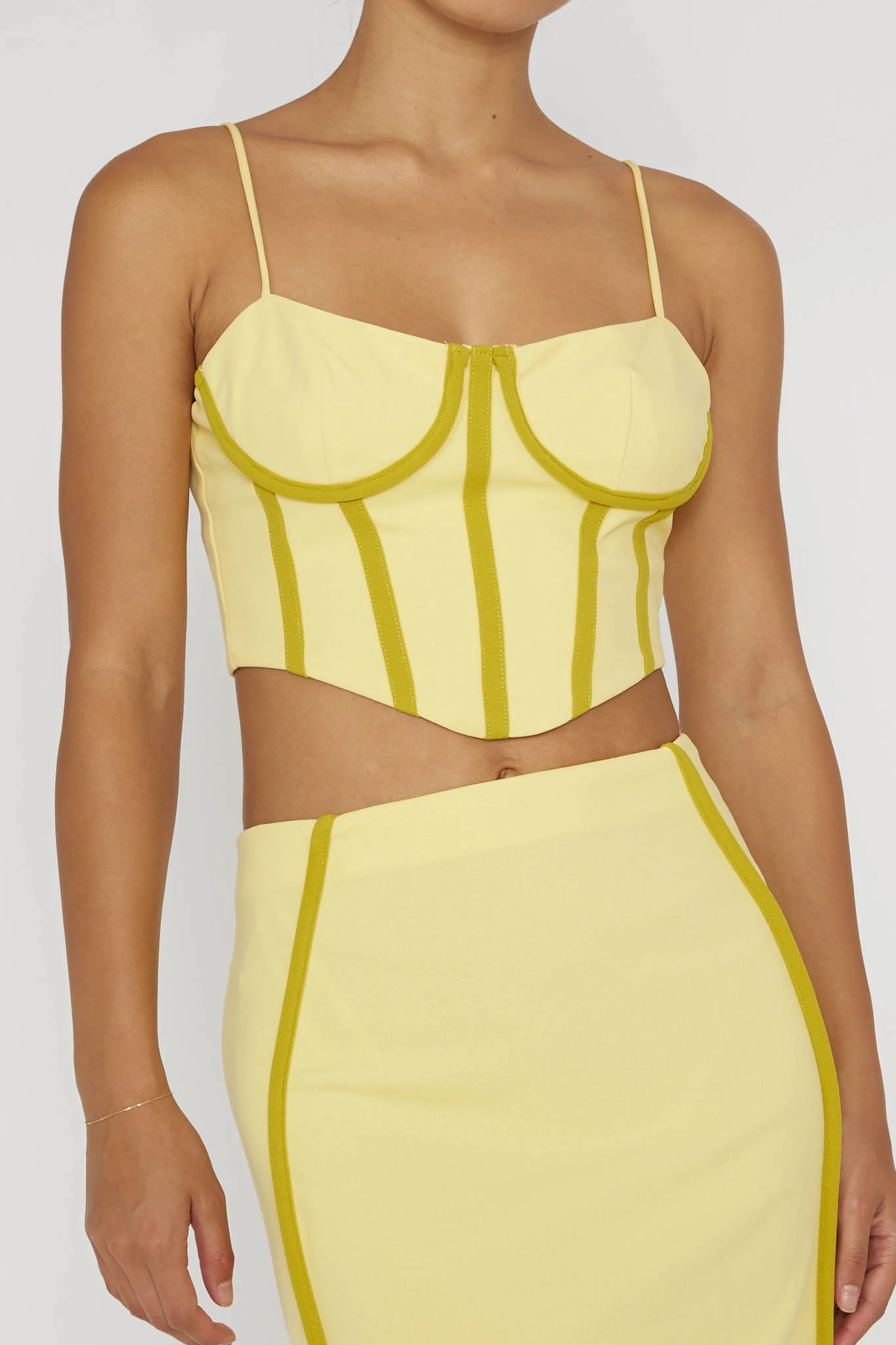 Ferrera Piping Trim Crop Top Yellow - Image 5