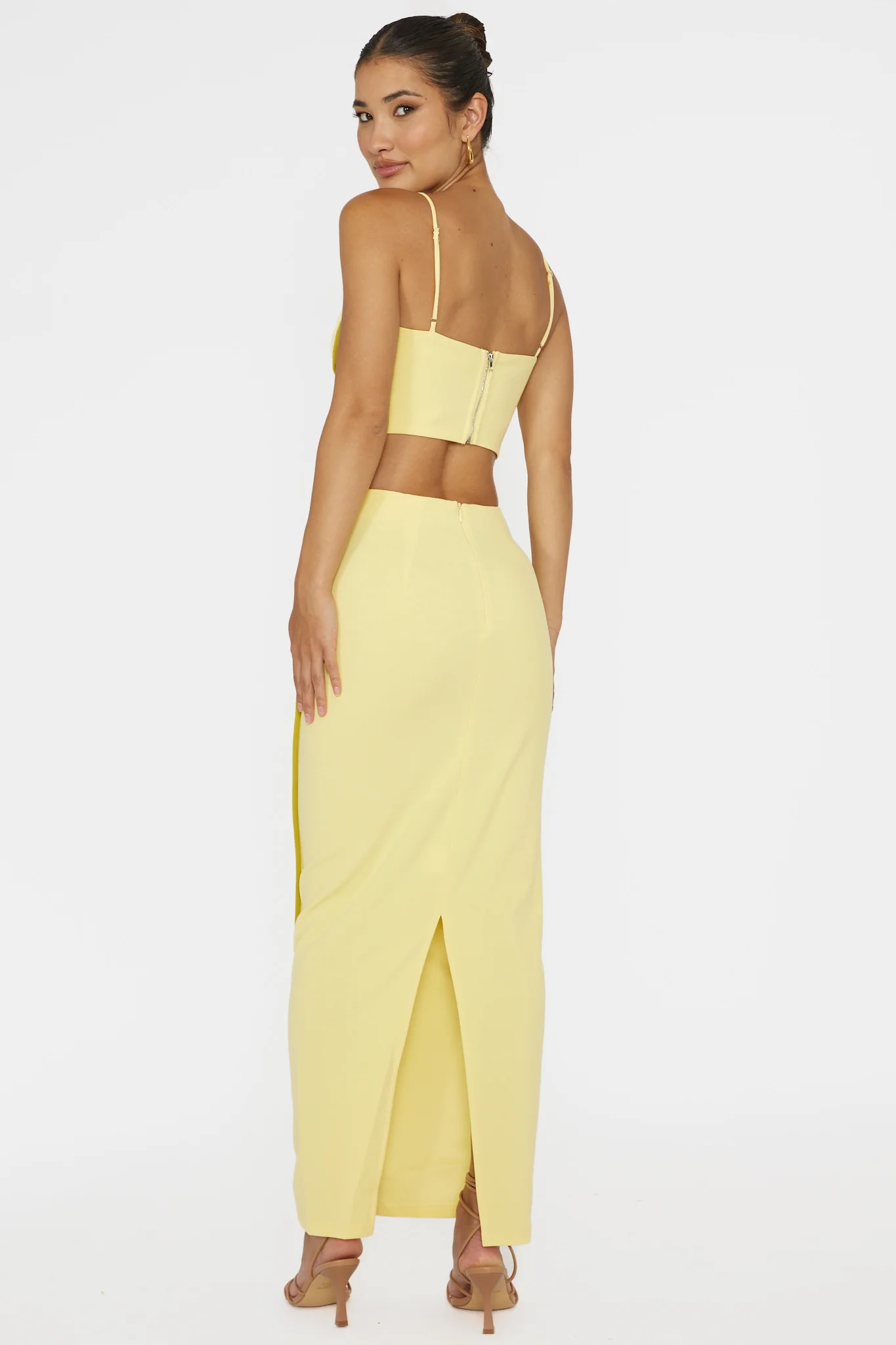 Ferrera Piping Trim Maxi Skirt Yellow - Image 3