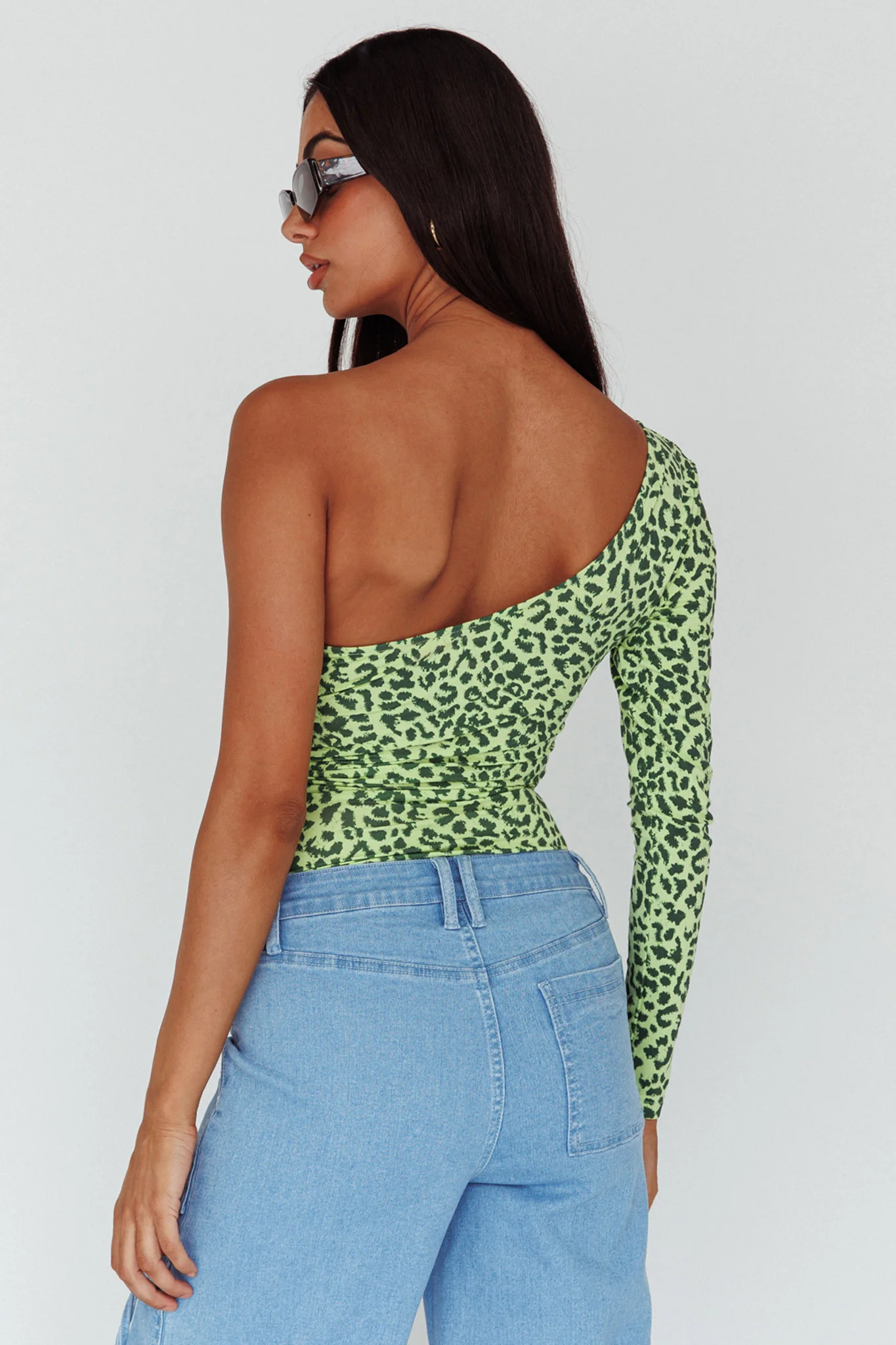 Fifi One Sleeve Bodysuit Leopard Apple - Image 2